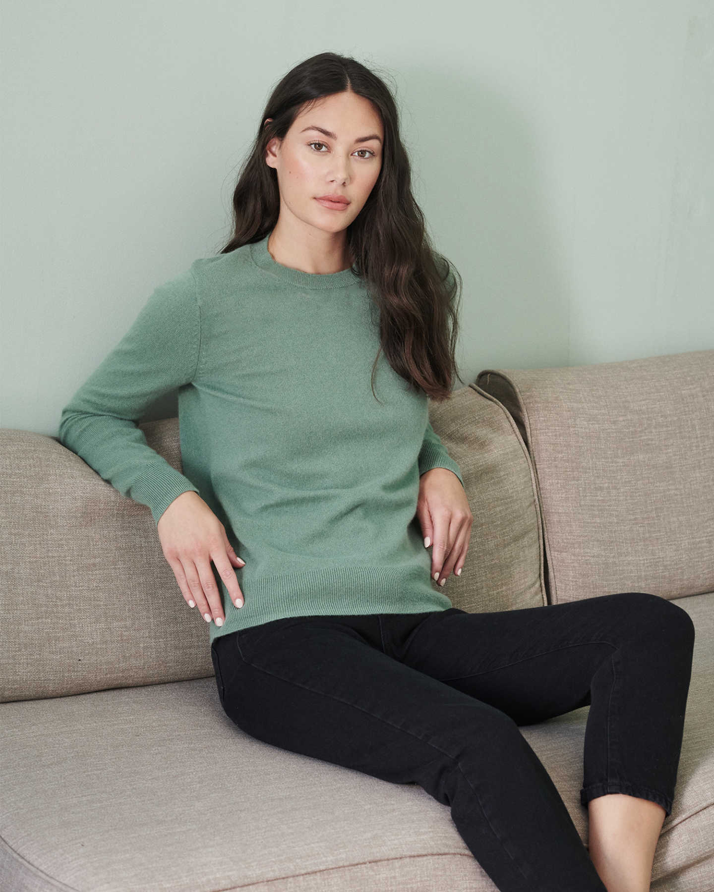 green cashmere sweater women 