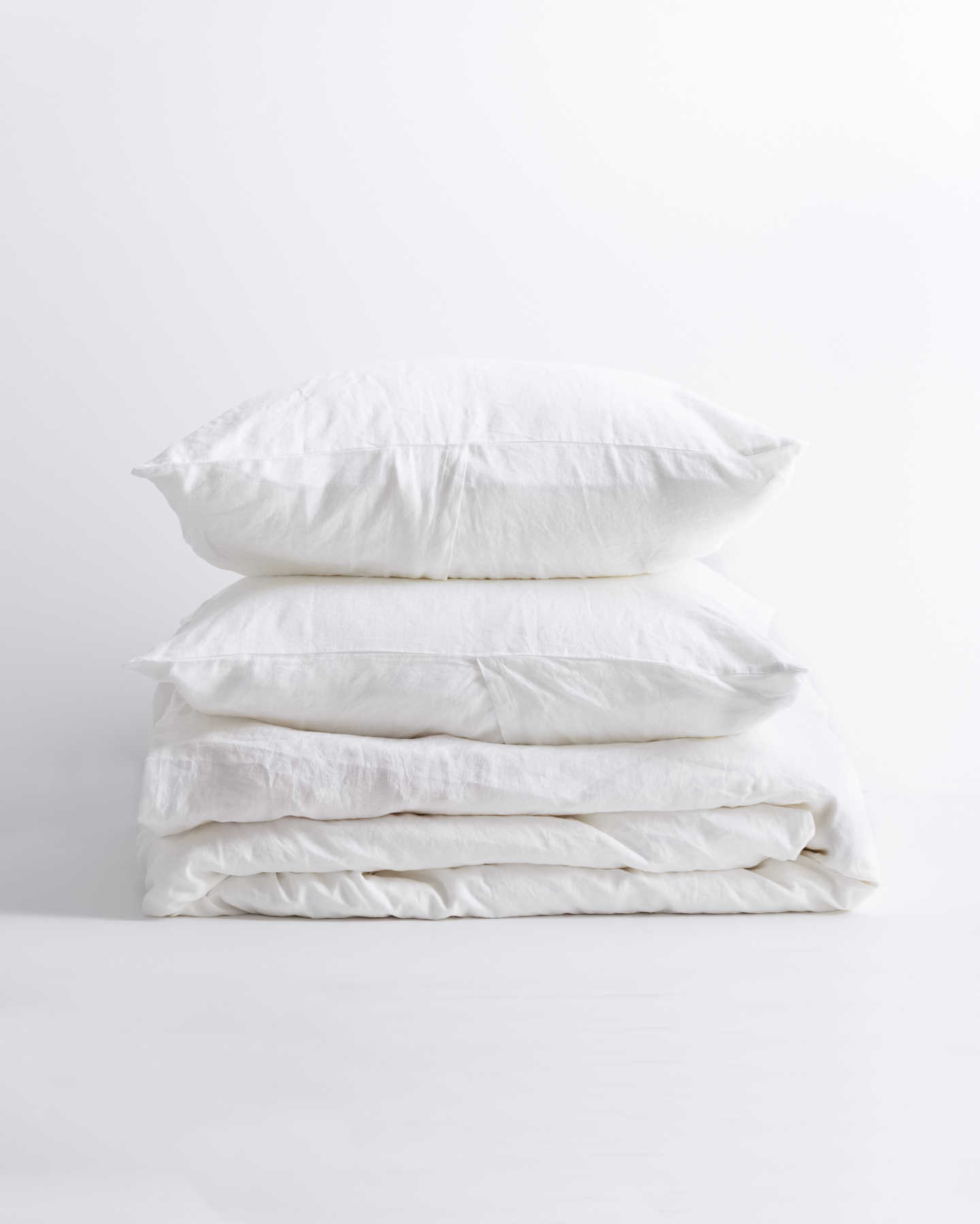 European Linen Duvet Cover Set - White - 0