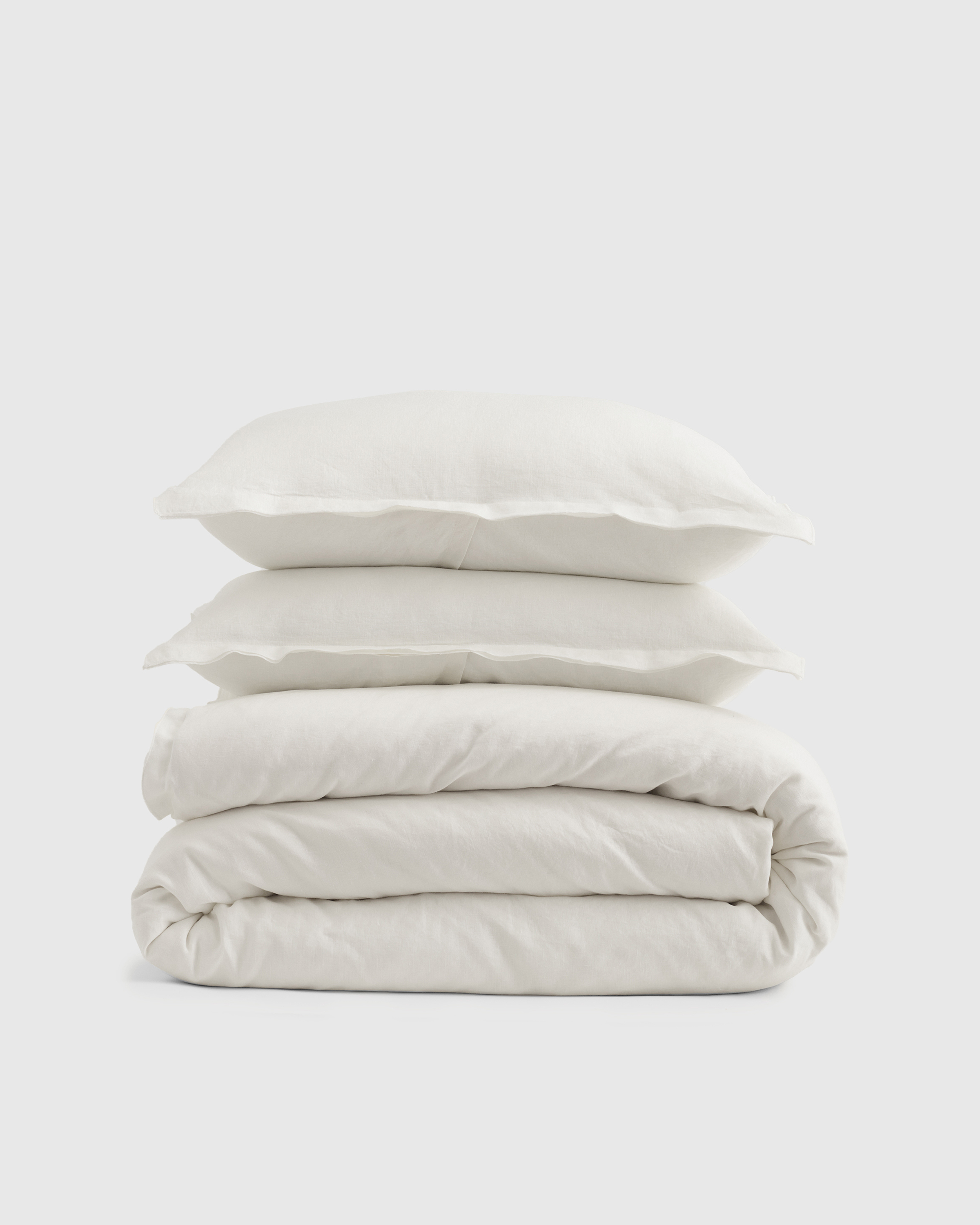European Linen Double Embroidered Edge Duvet Cover Set