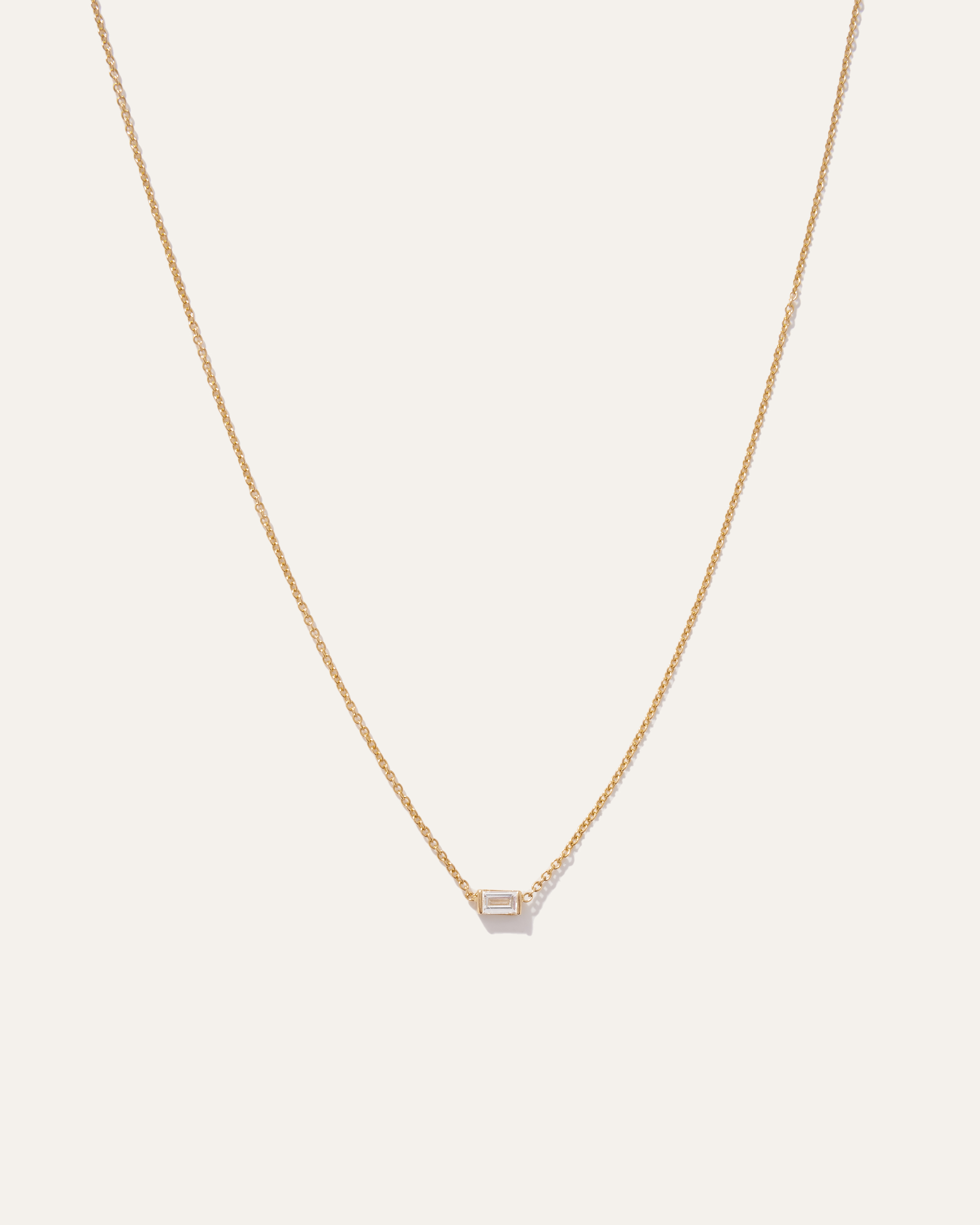 Quince Women's 14k Gold Petite Baguette Diamond Necklace