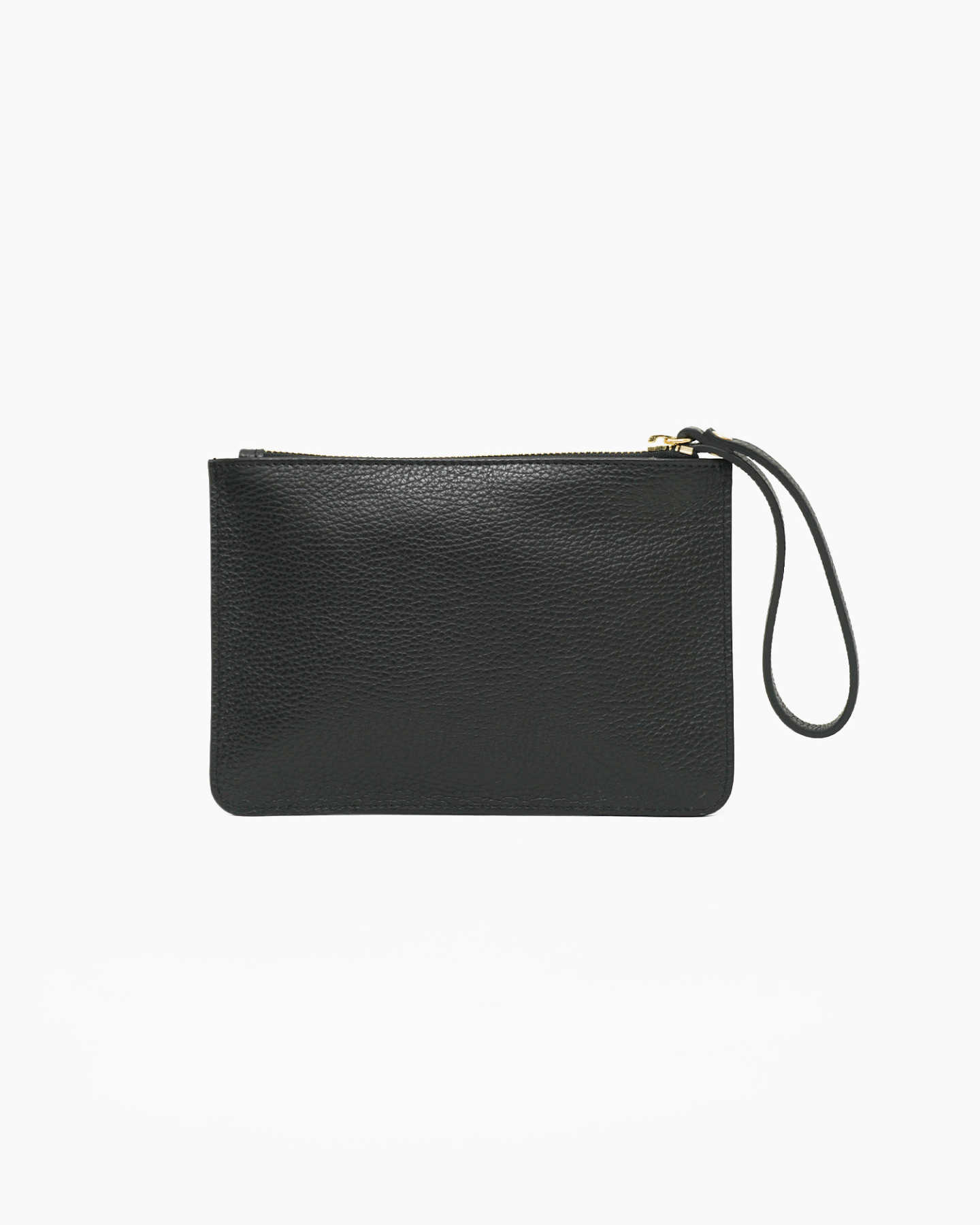 Italian Pebbled Leather Wristlet - Black