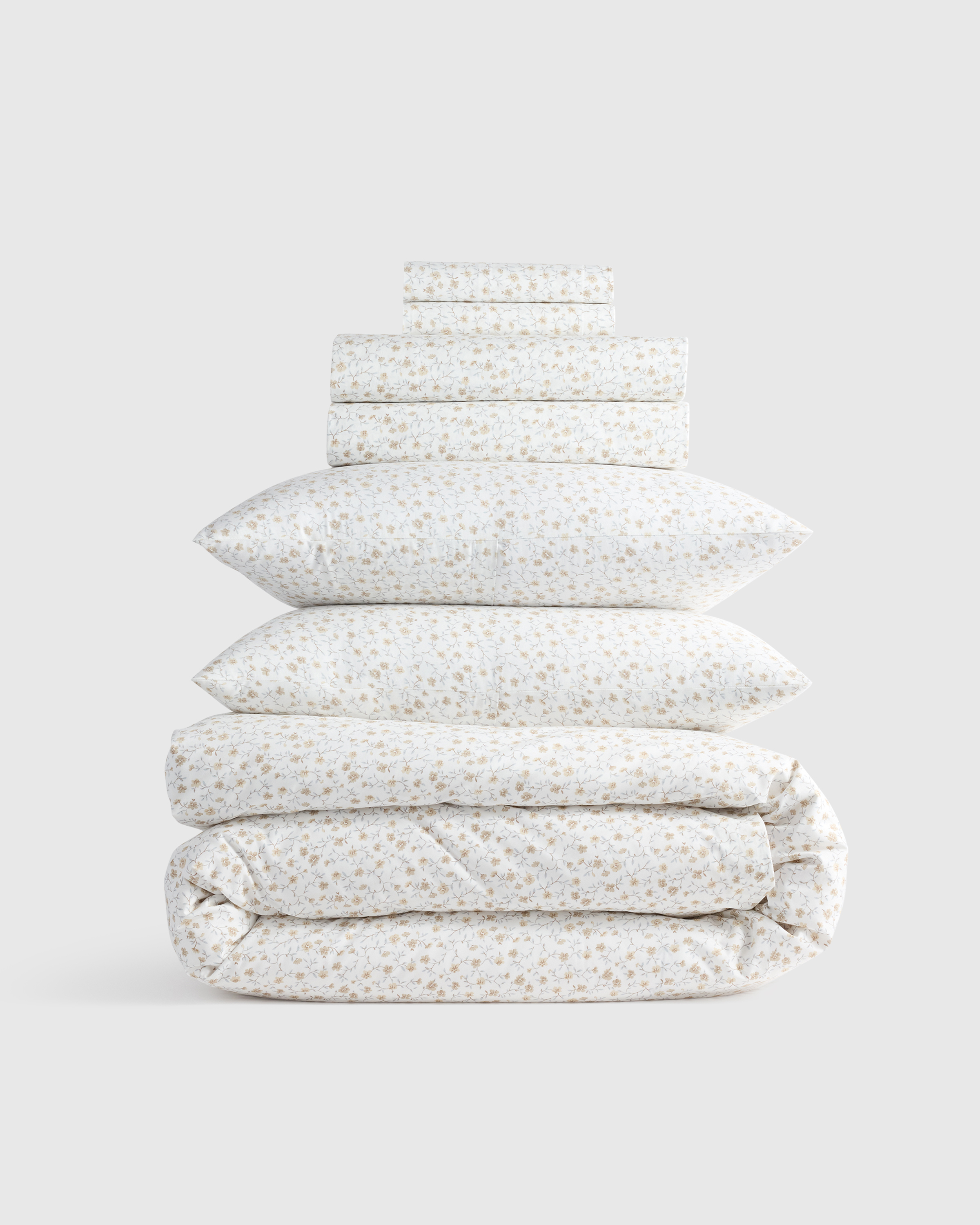 Classic Organic Percale Floral Deluxe Bedding Bundle