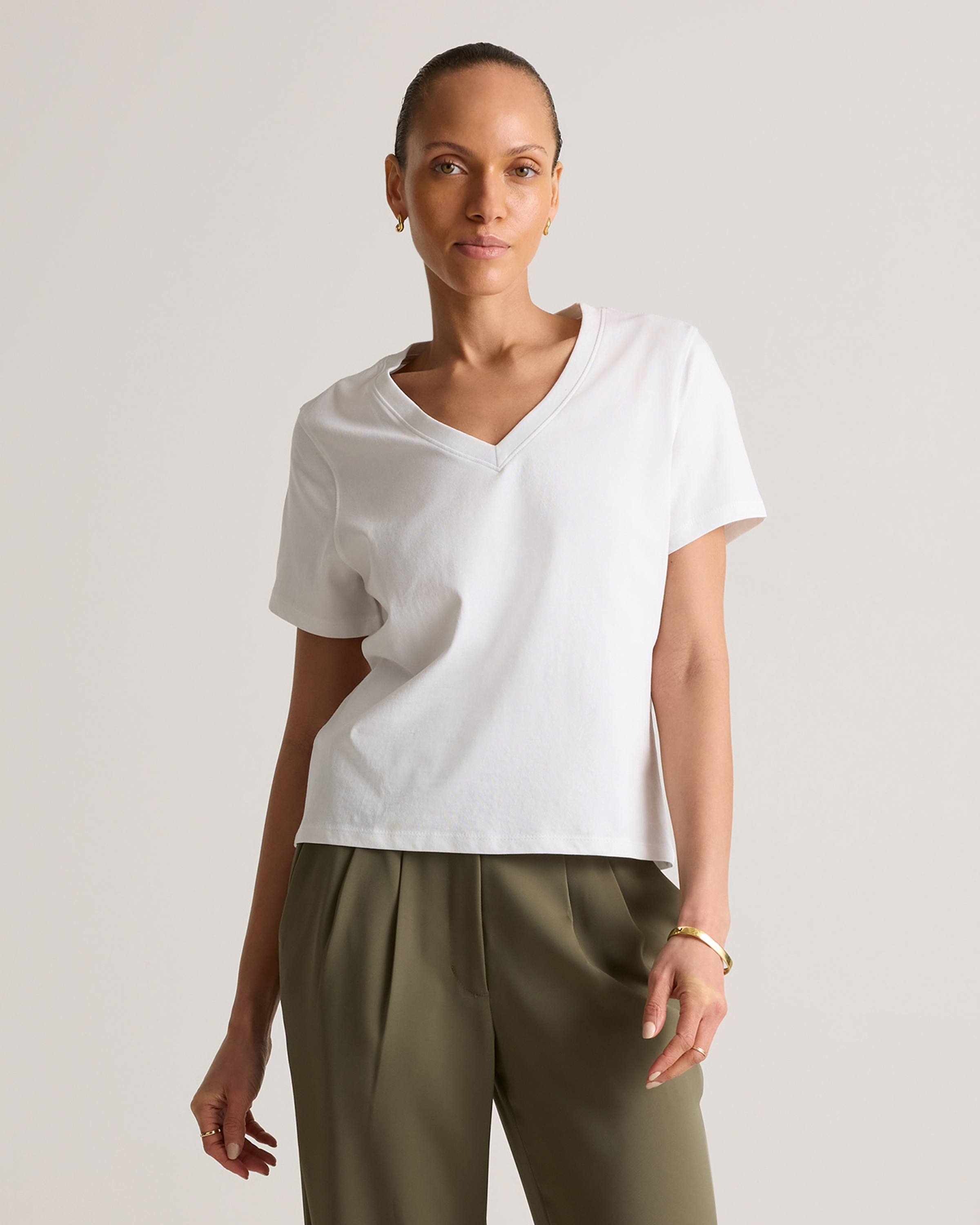 100% Organic Cotton Boxy V-Neck Tee