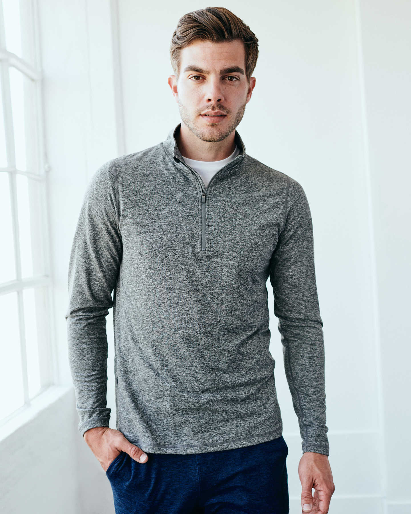 Flowknit Ultra-Soft Performance Half-Zip - Heather Grey