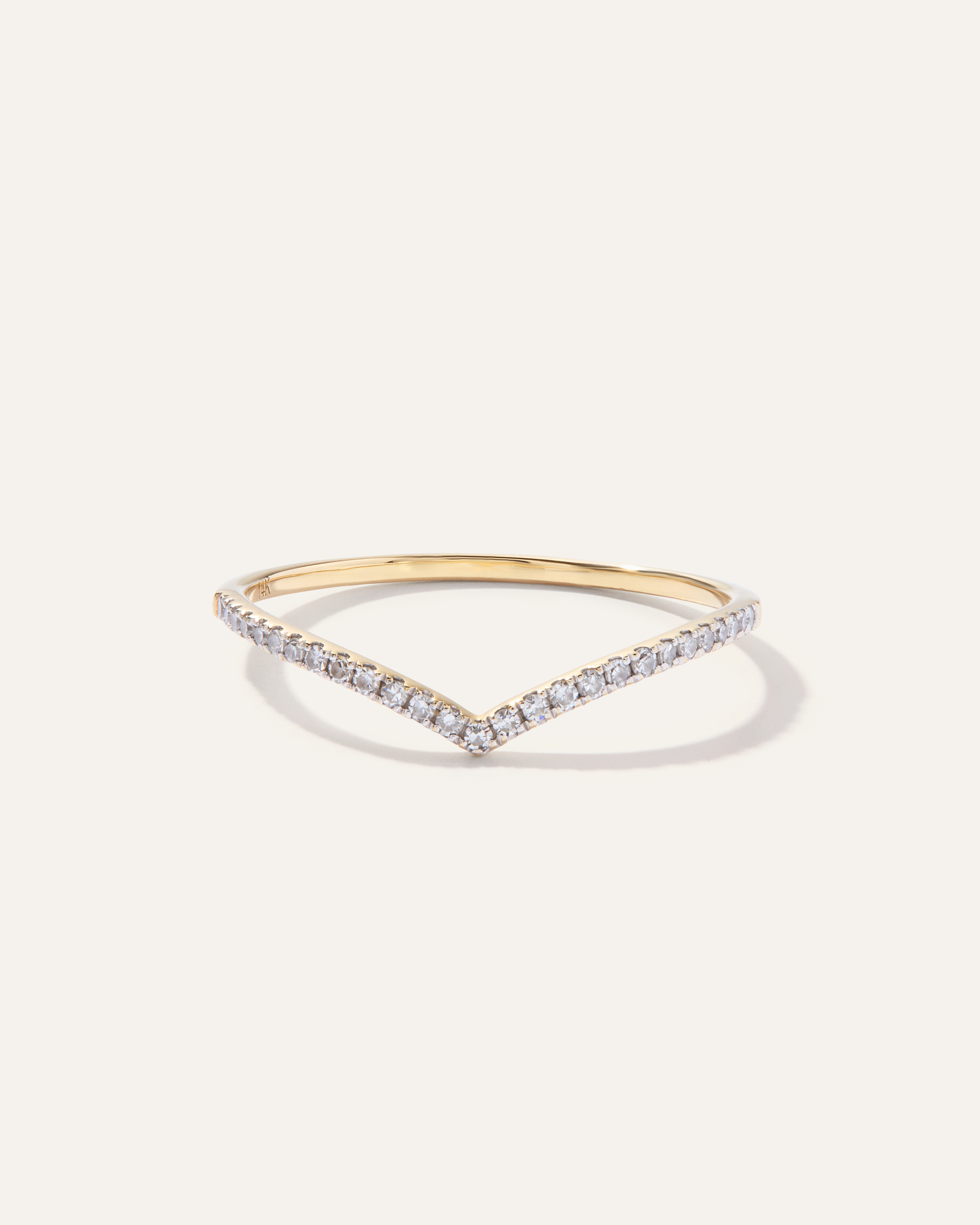14K Gold Pave Diamond Wishbone Ring