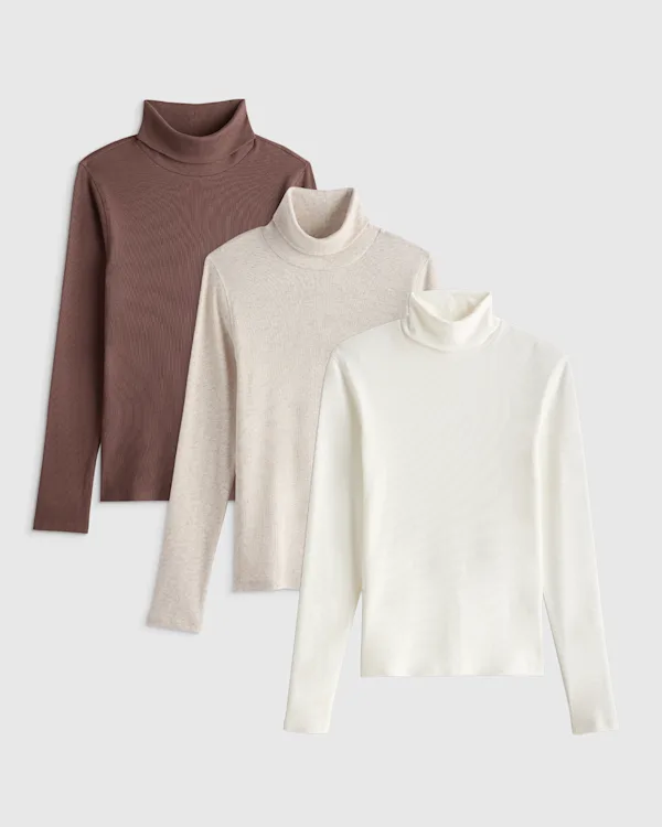 Organic Cotton Micro-Rib Turtleneck 3 Pack Bundle