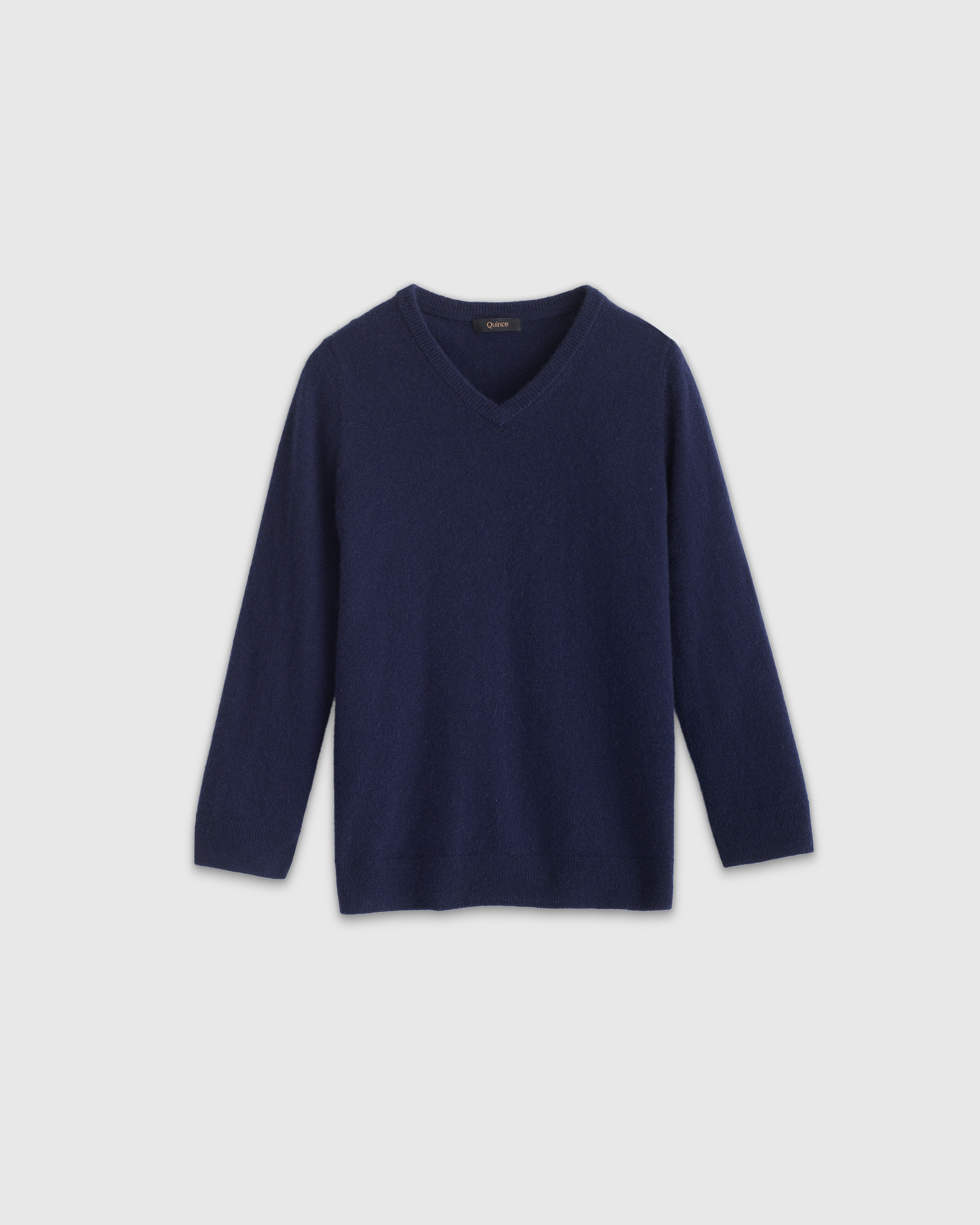 Shop Quince Washable Cashmere V-neck Sweater In Navy