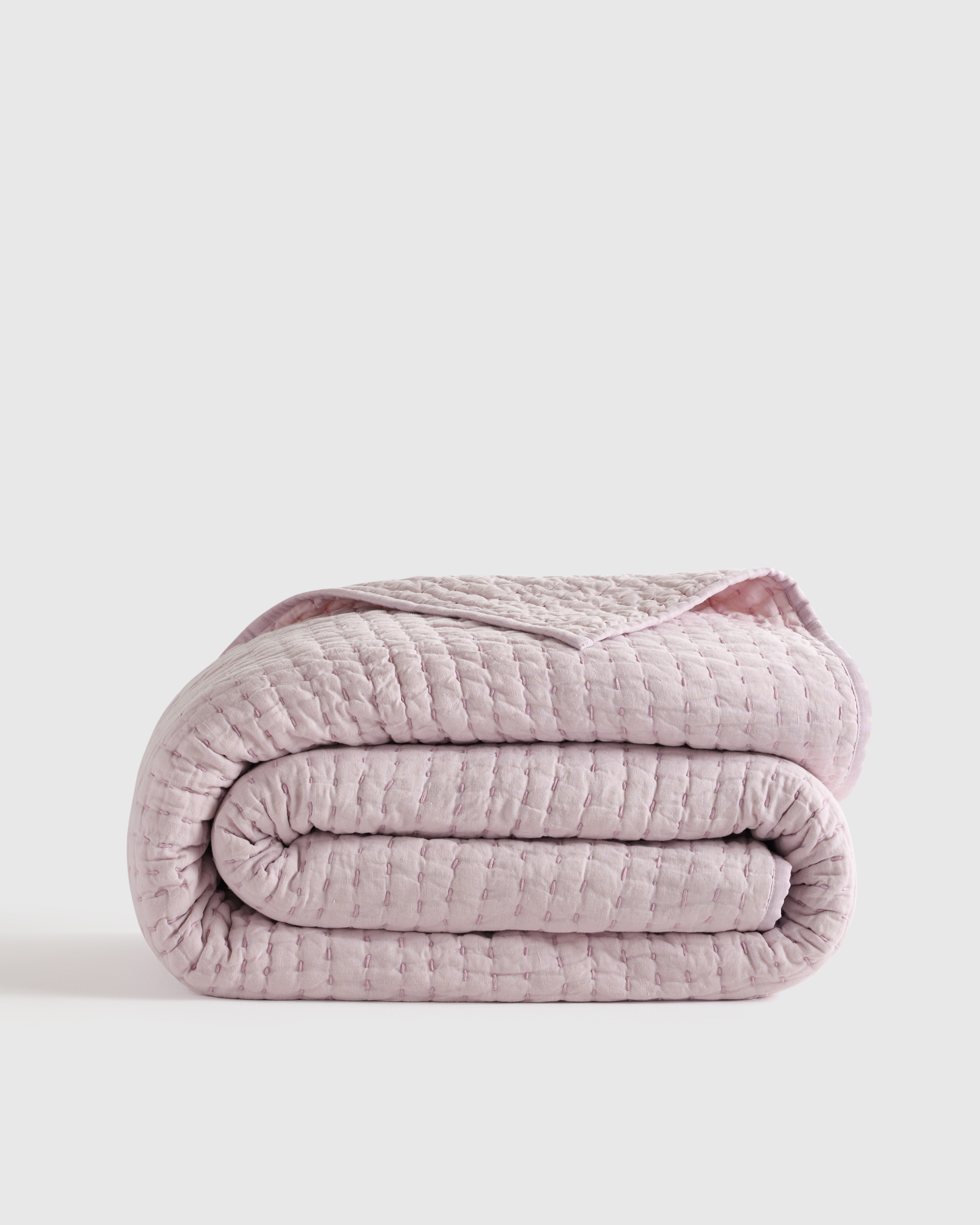 European Linen Cotton Stitch Quilt in White