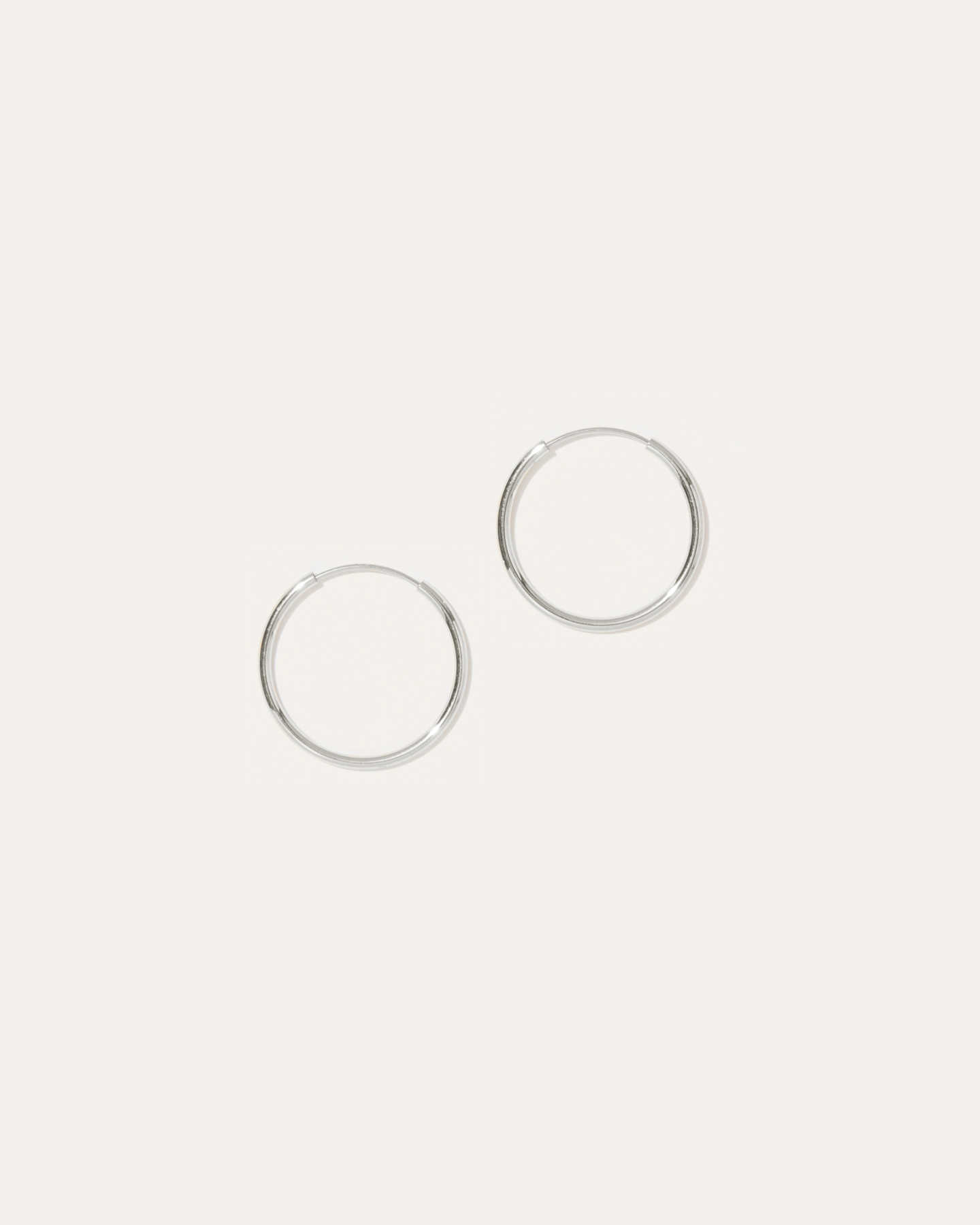 14k Gold Everyday 14mm Hoop Earrings - White Gold - 1