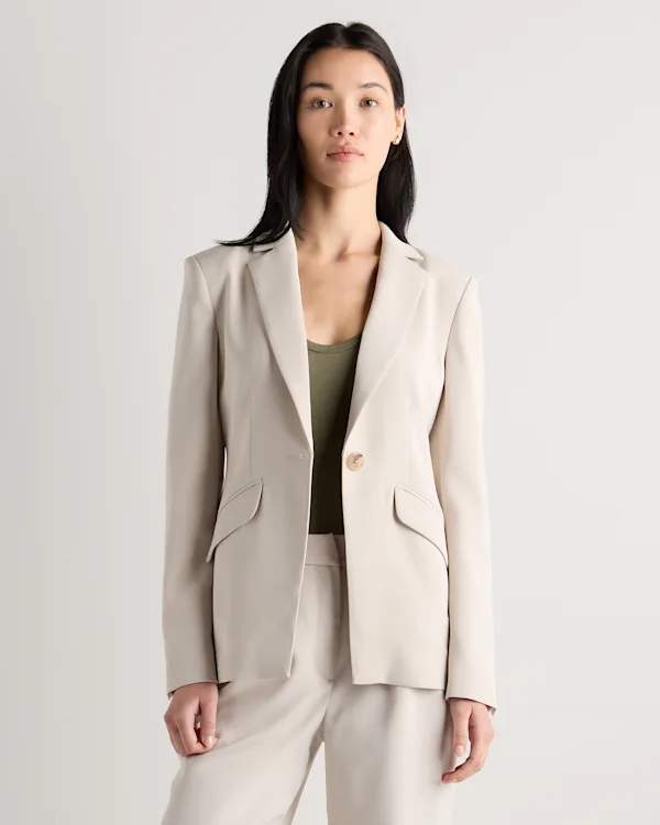 Stretch Crepe Cinched Waist Blazer
