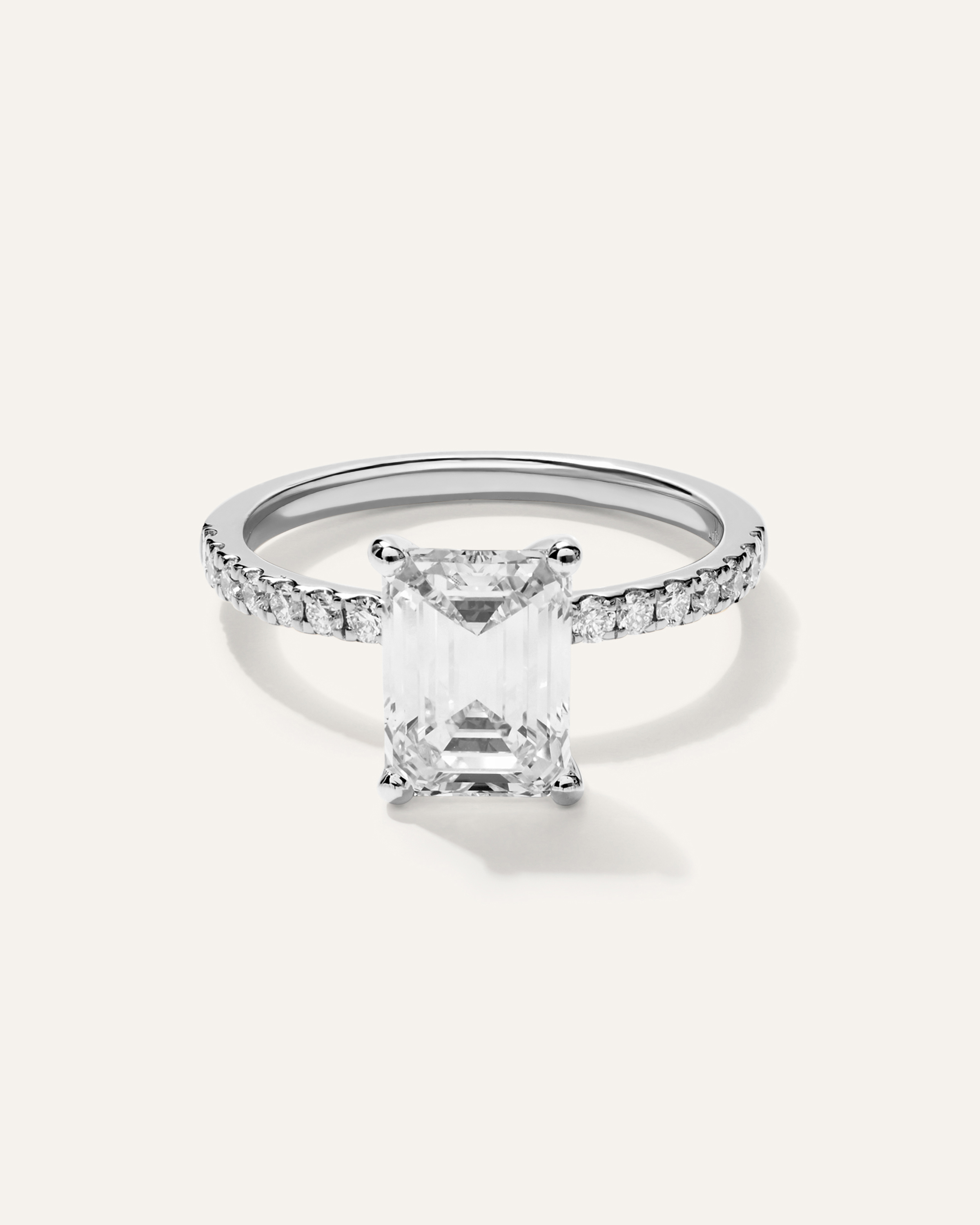 Lab Grown Diamond Emerald Petite Pave Engagement Ring - 2.5ct