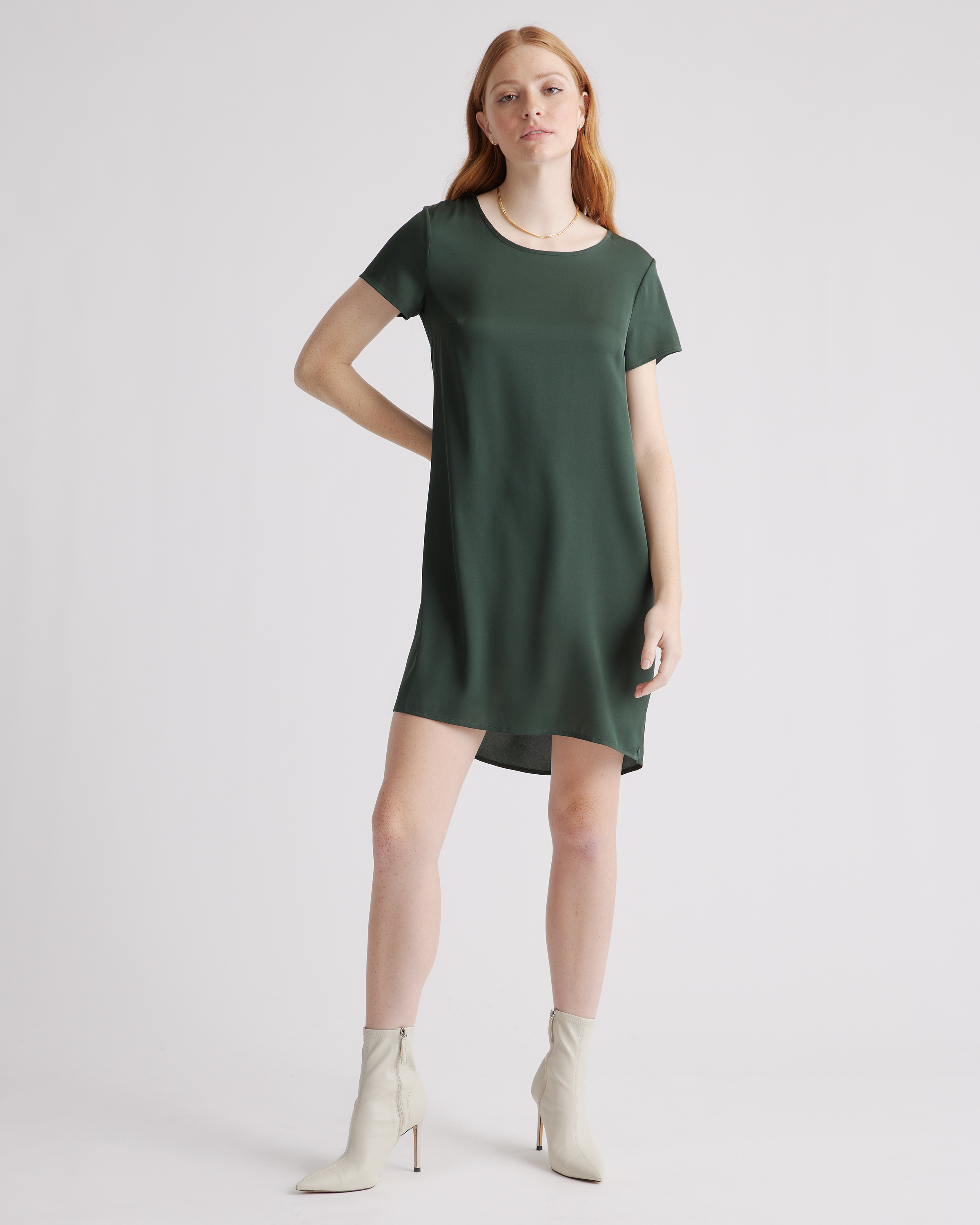 Washable Stretch Silk Tee Dress