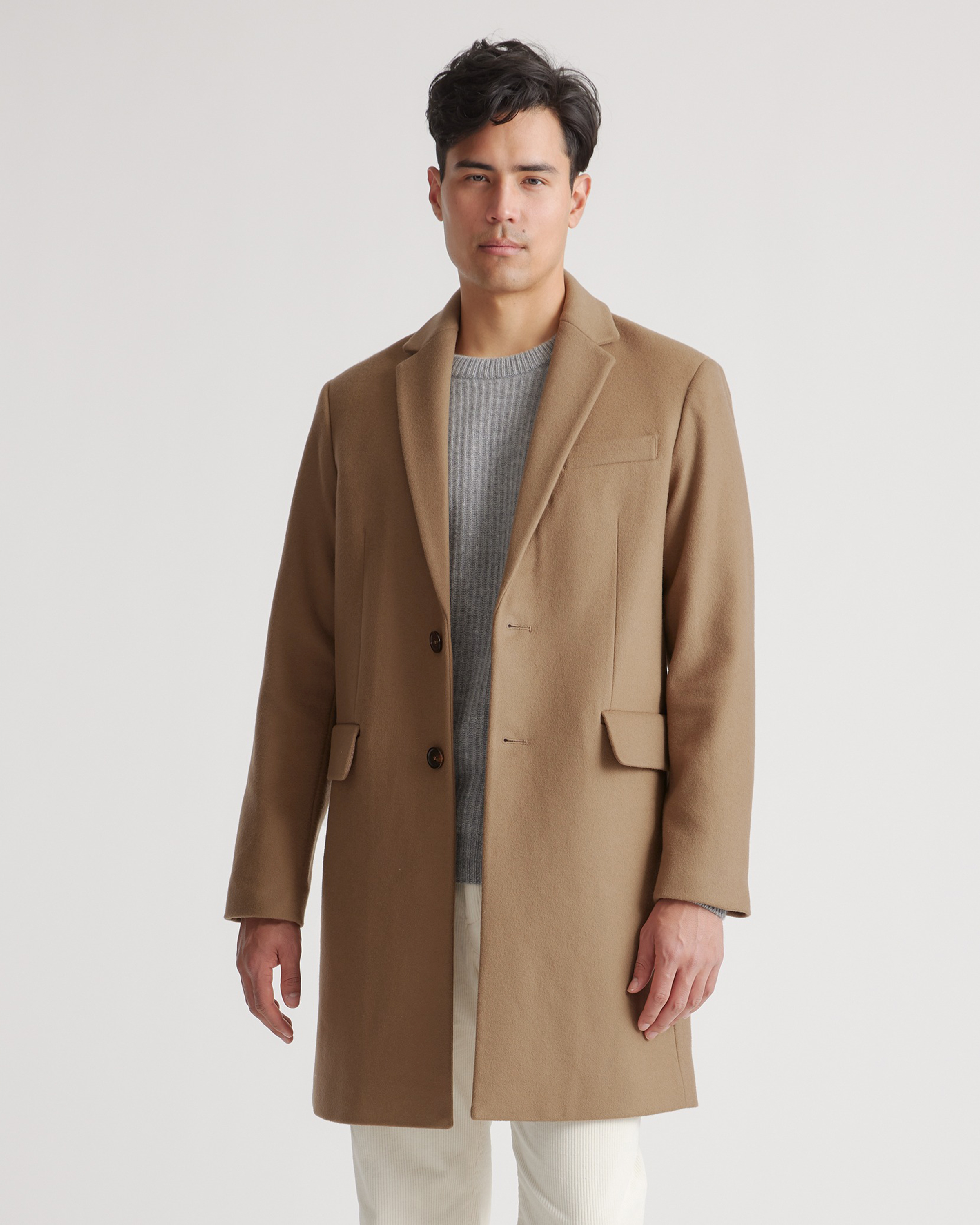 Quince Men's Italian Wool Overcoat In Dark Camel
