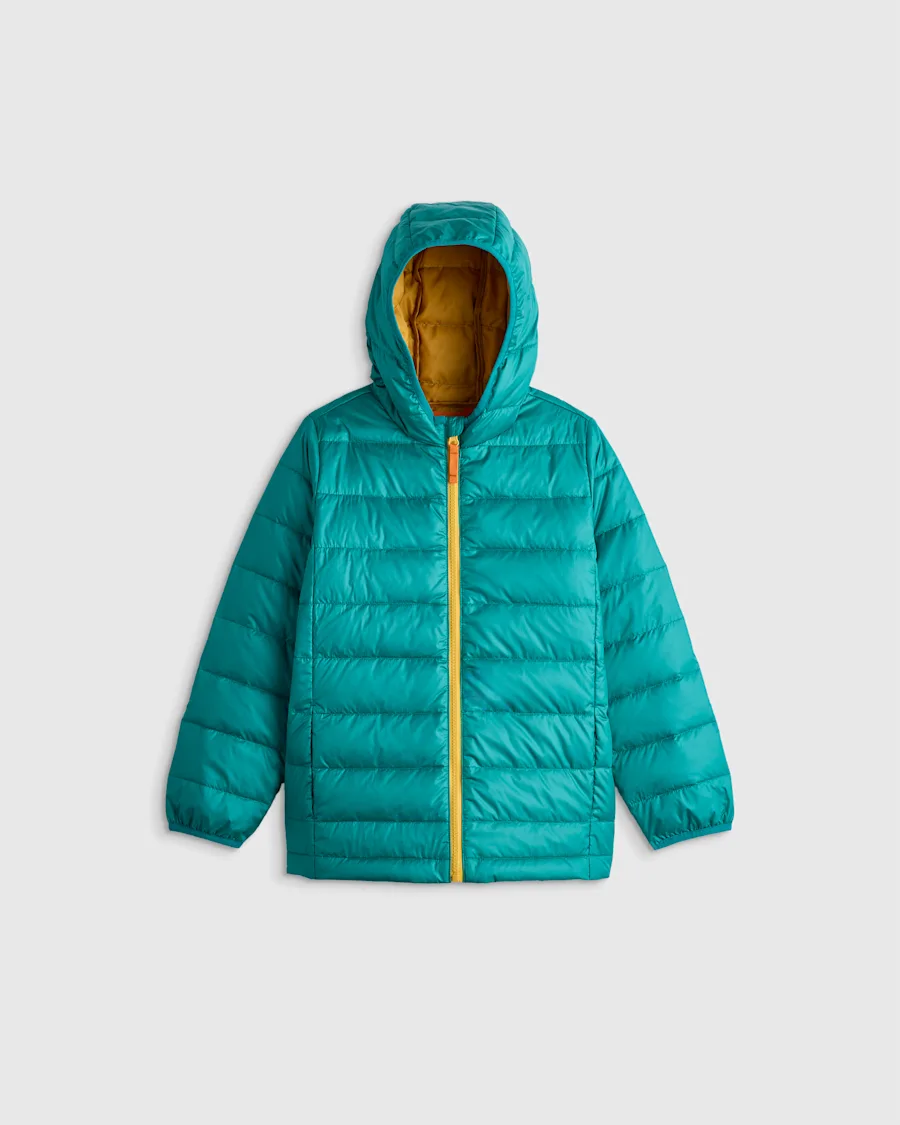 U--301 Lightweight Down Hooded Puffer Jacket - Kid Gender Neutral Tidepool 15481 CROPPED
