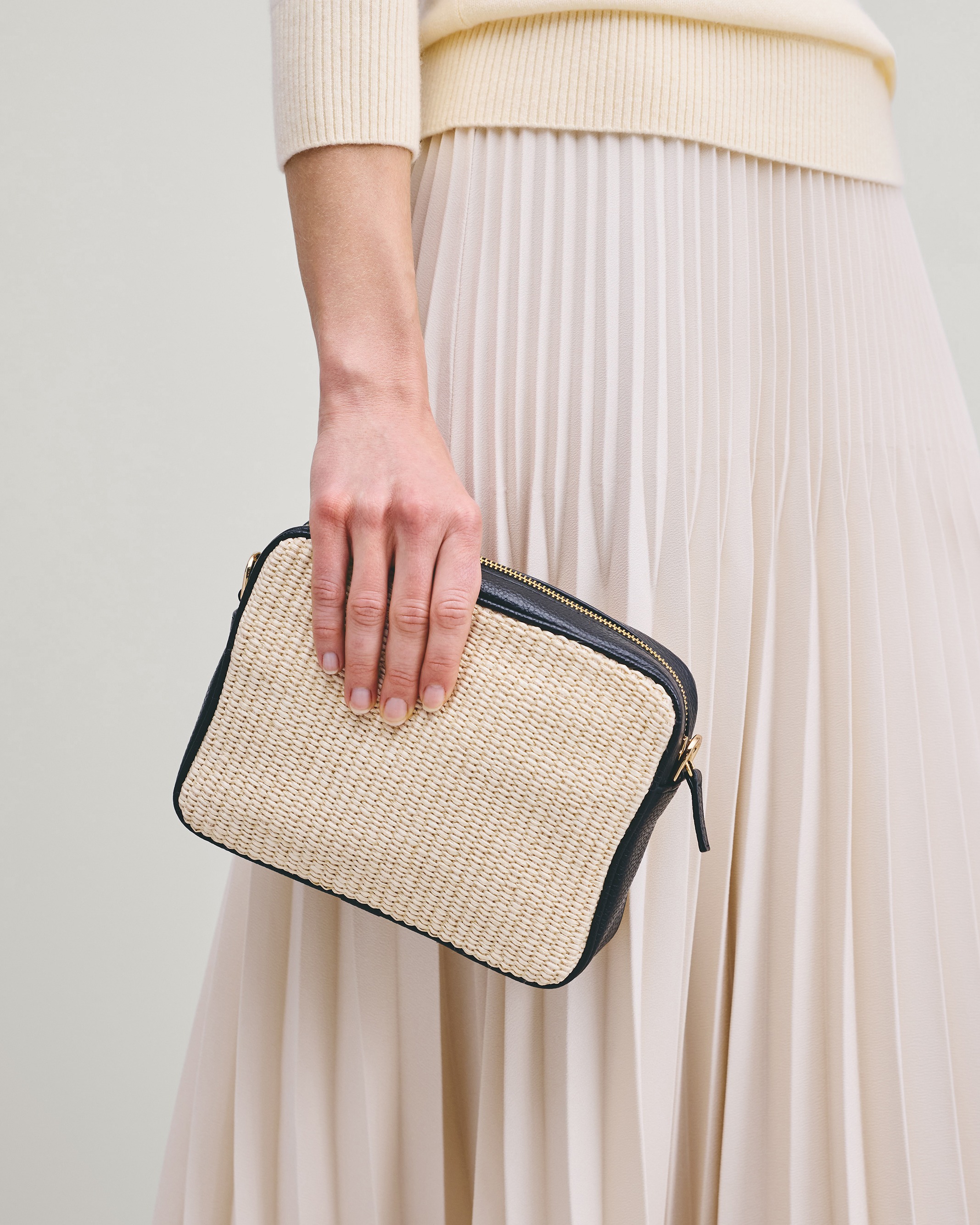 Italian Leather & Raffia Crossbody