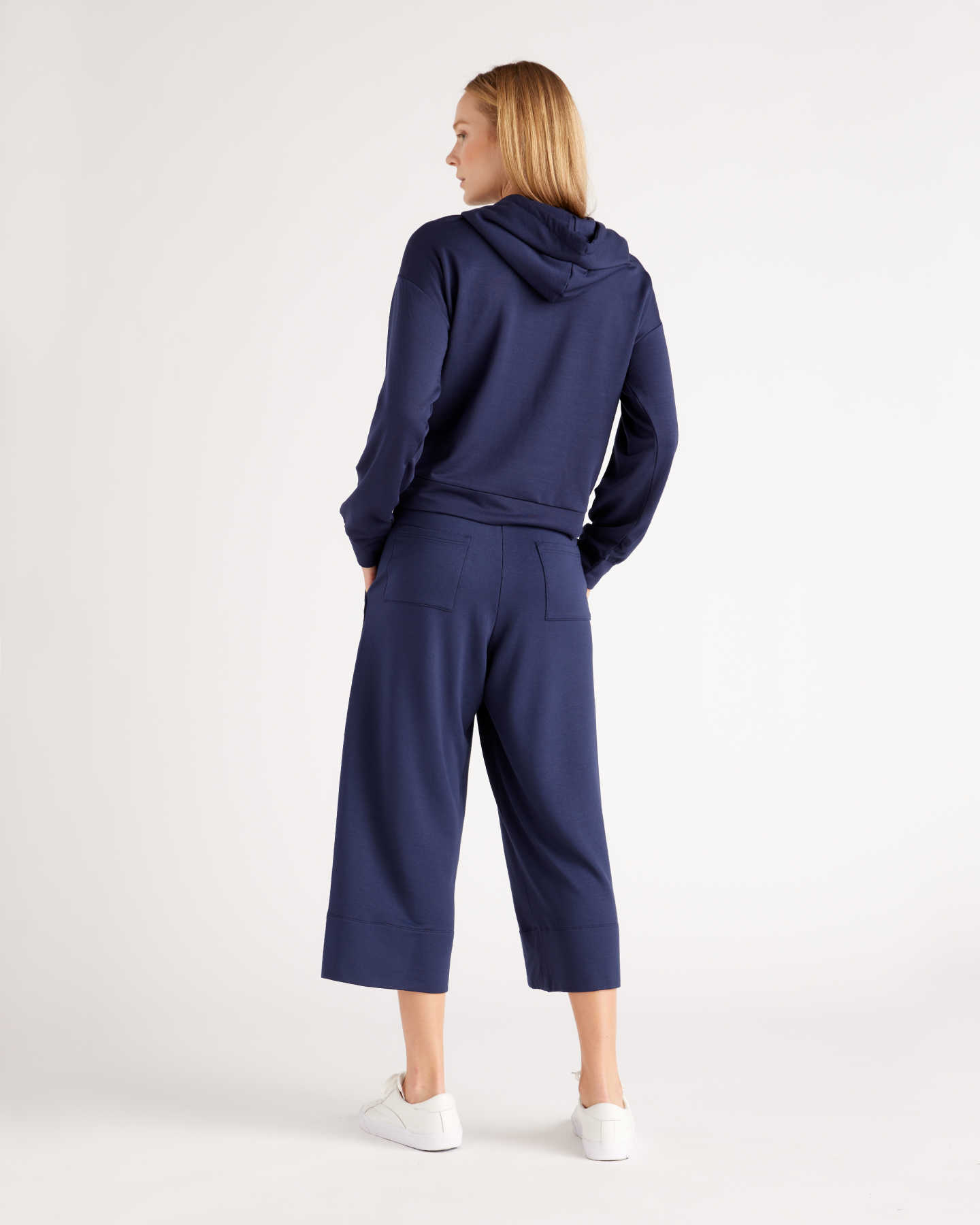 SuperSoft Fleece Wide Leg Pants - Navy - 4 - Thumbnail