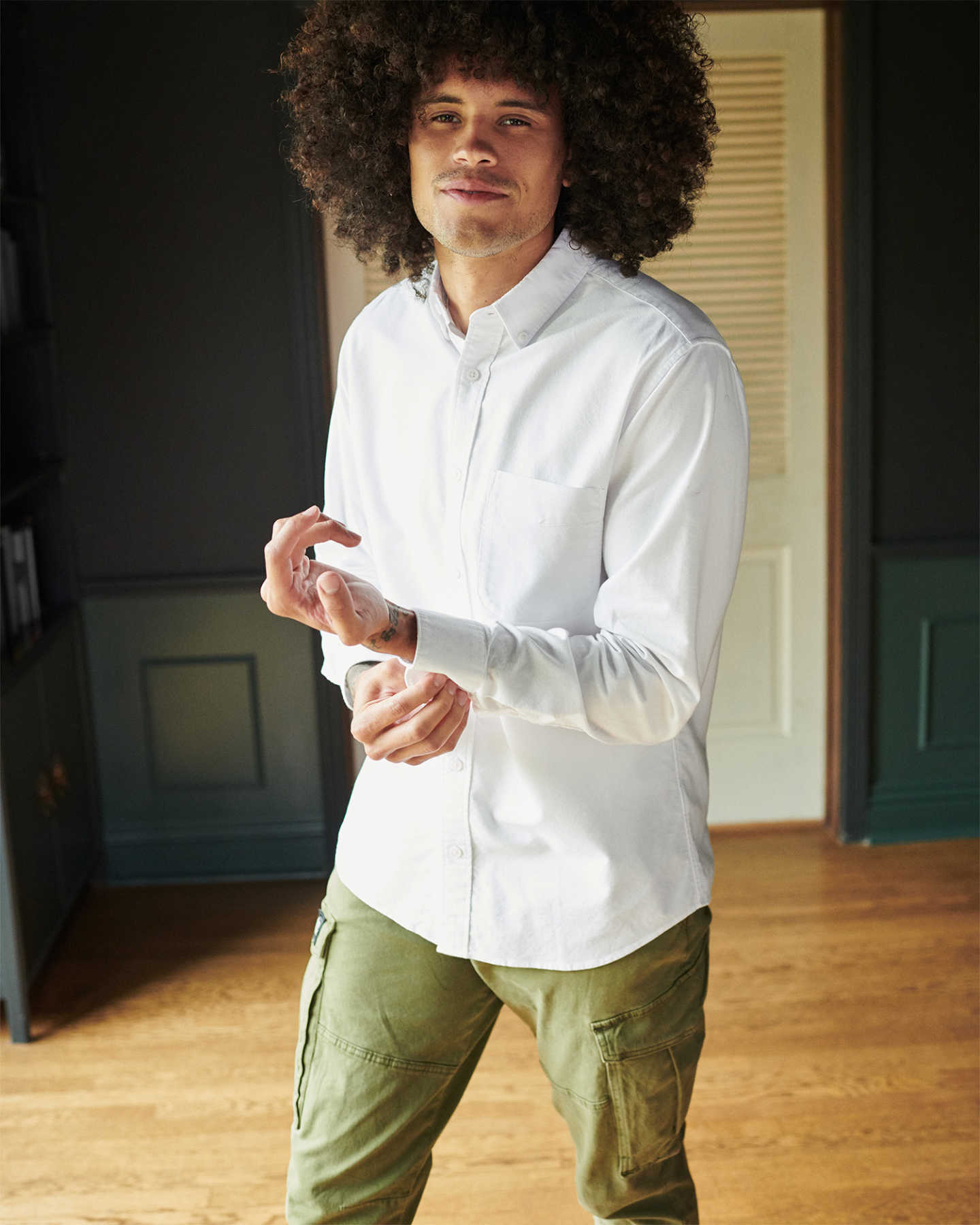 Organic Cotton Stretch Oxford Shirt - White