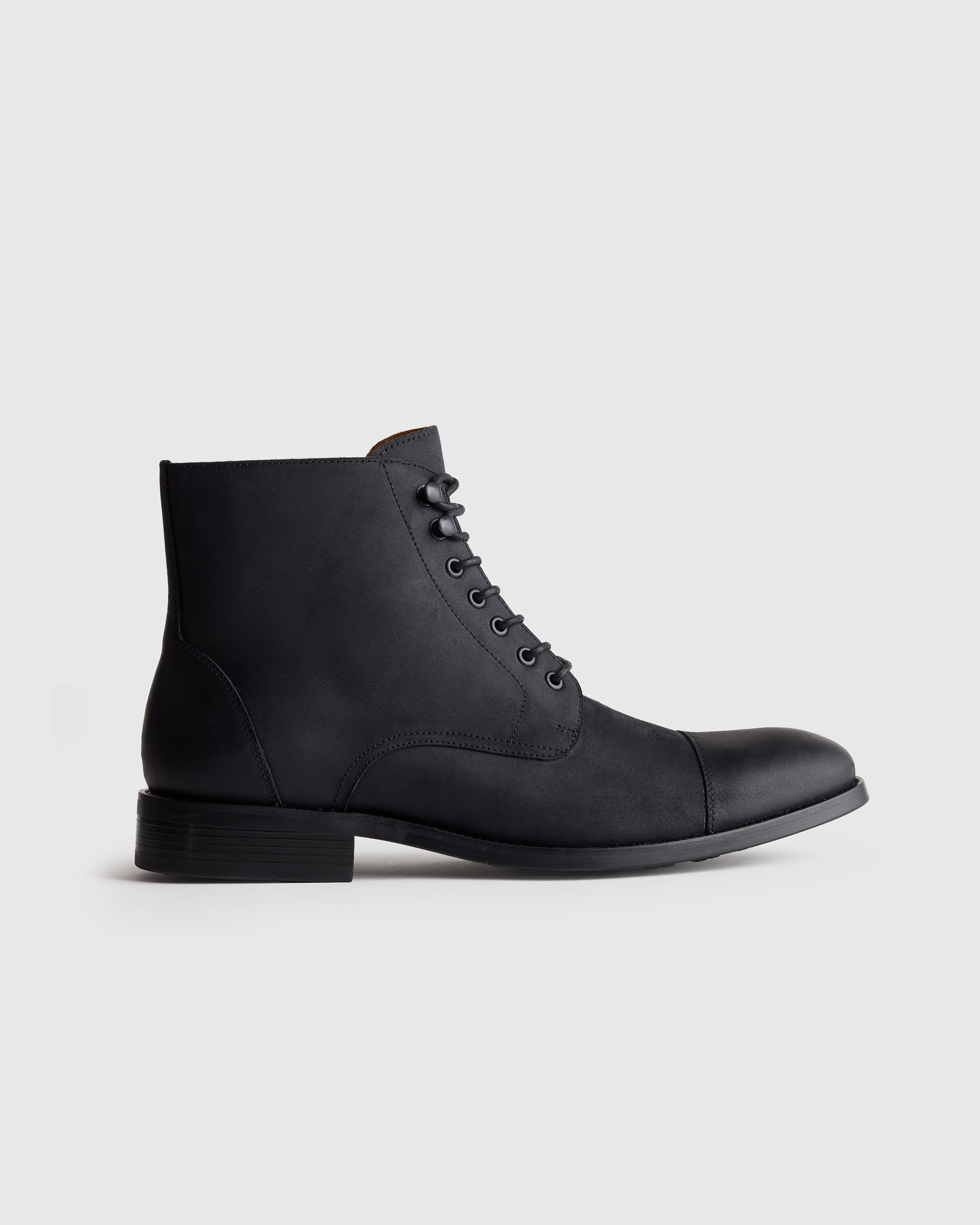 Crafted Leather Cap Toe Lace Up Boot