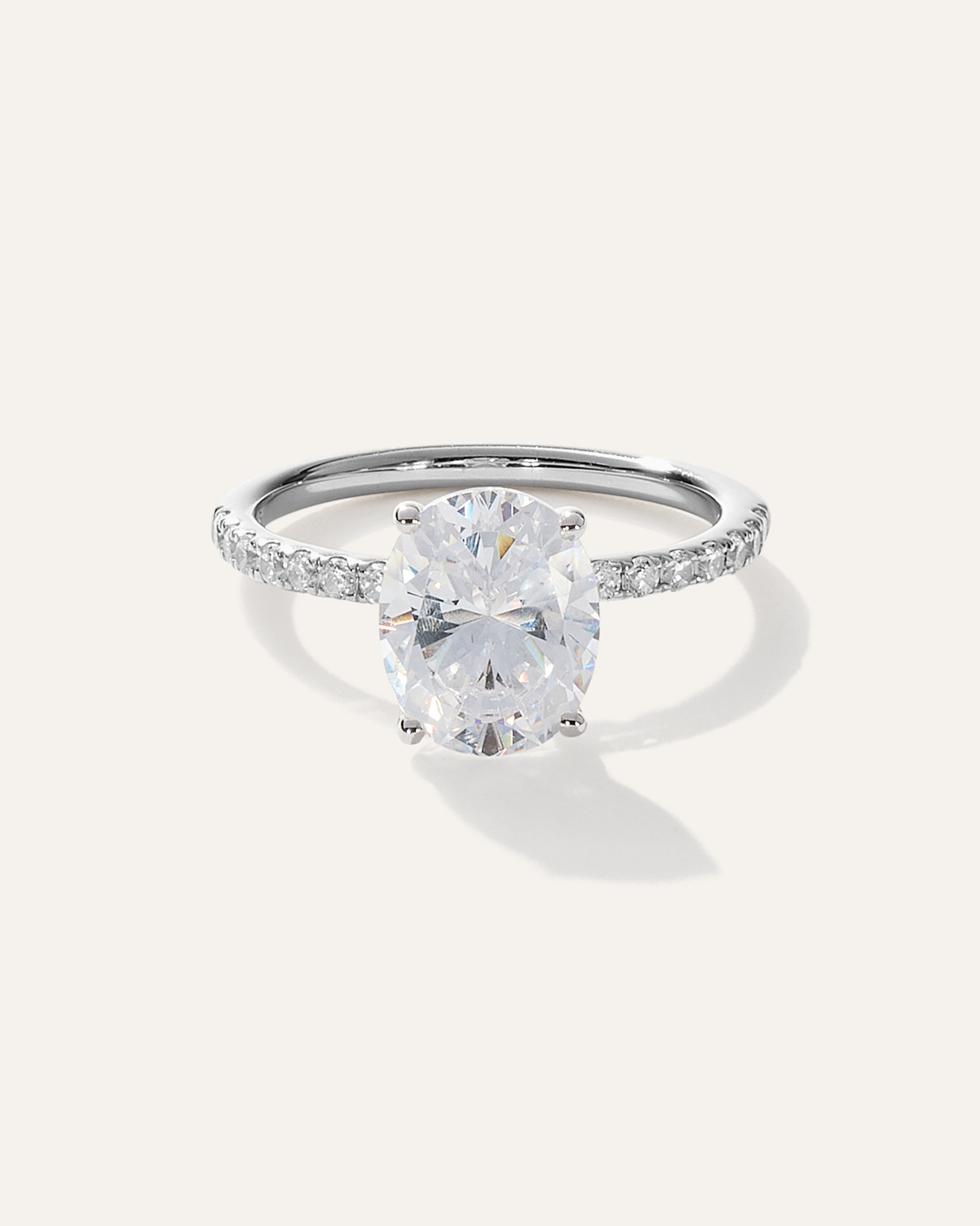Lab Grown Diamond Oval Petite Pave Engagement Ring - 2ct