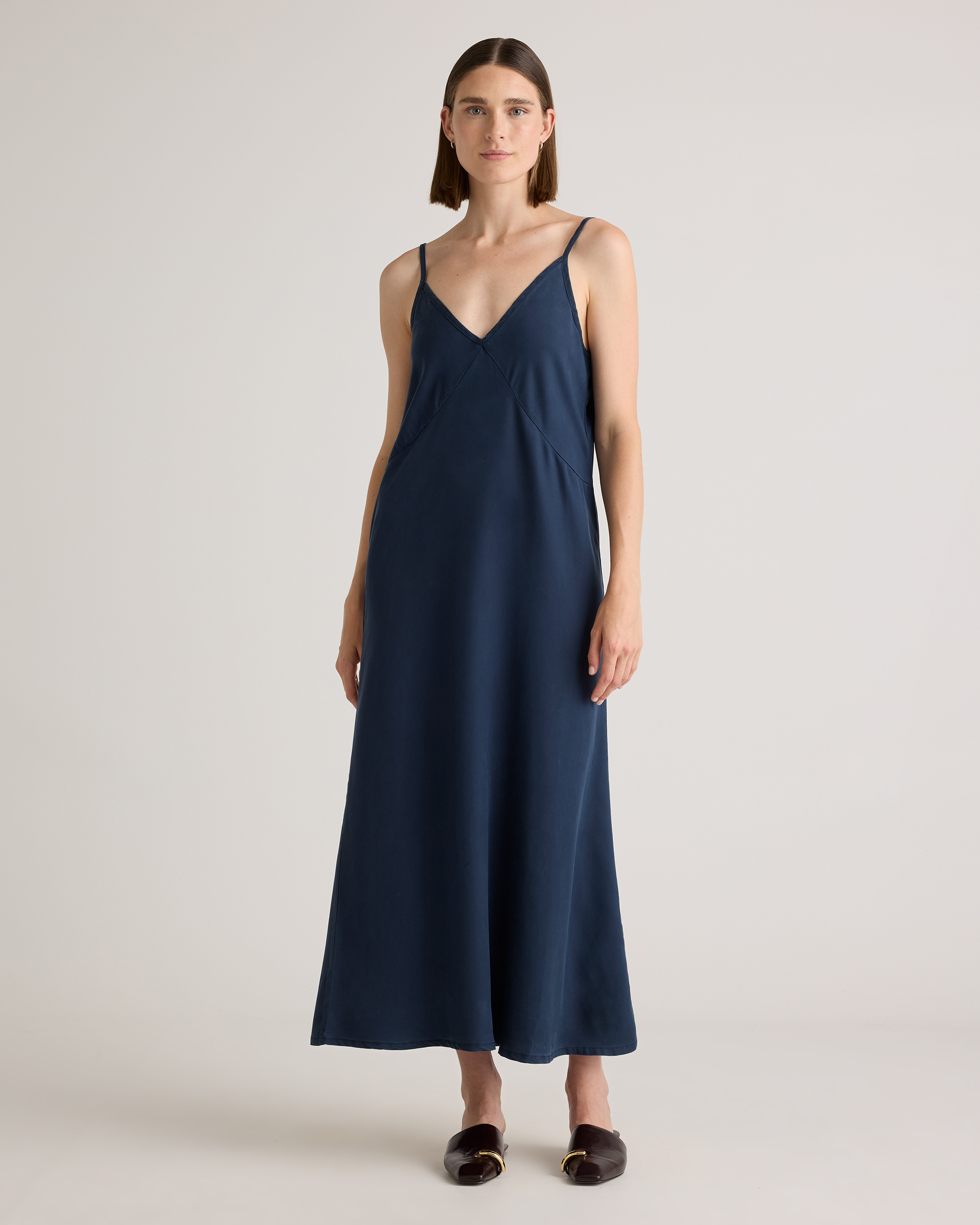 Shop Quince Women's Vintage Wash Tencel Maxi Slip Dress In Midnight Blue