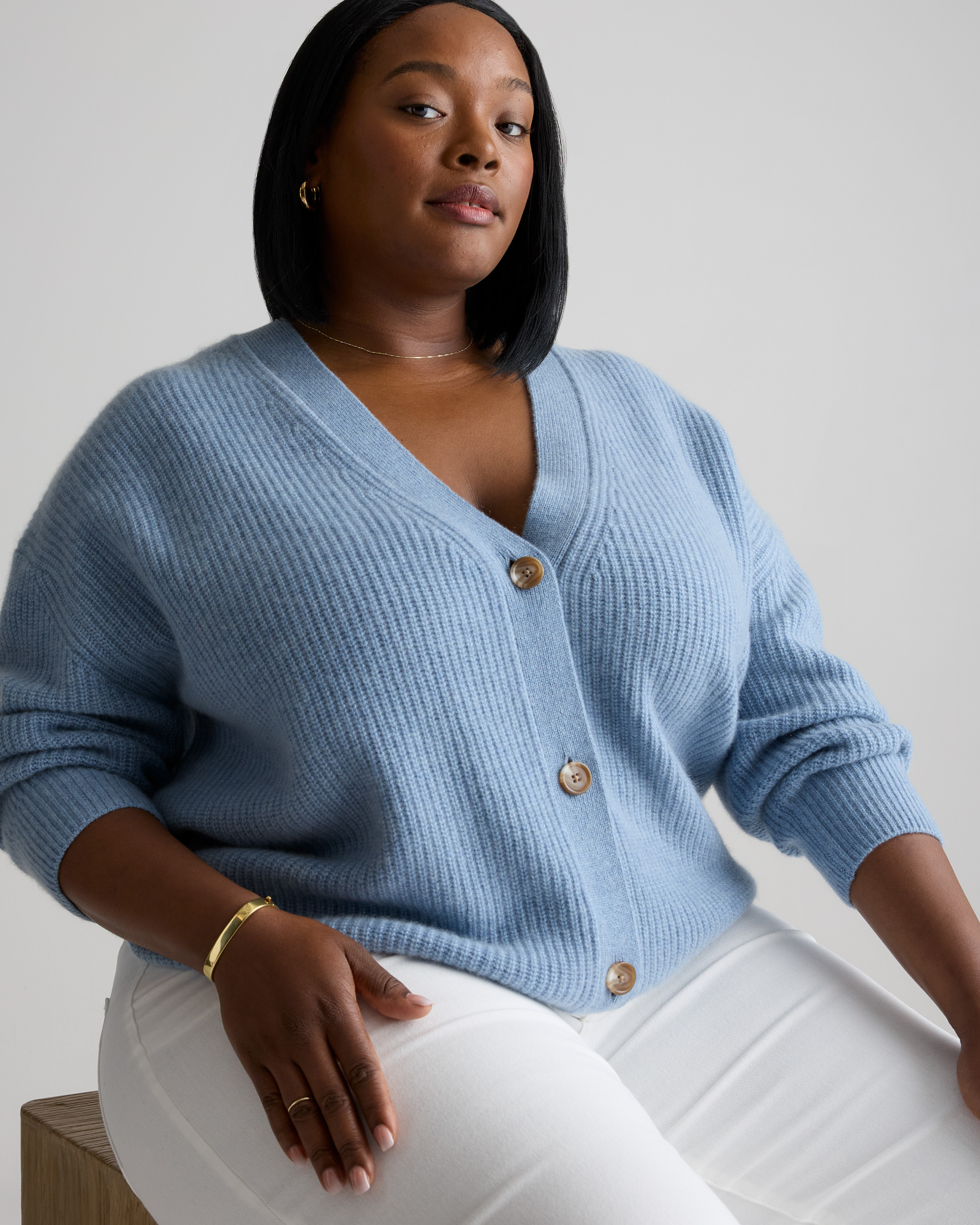 Mongolian Cashmere Oversized Boyfriend Cardigan Sweater - Plus