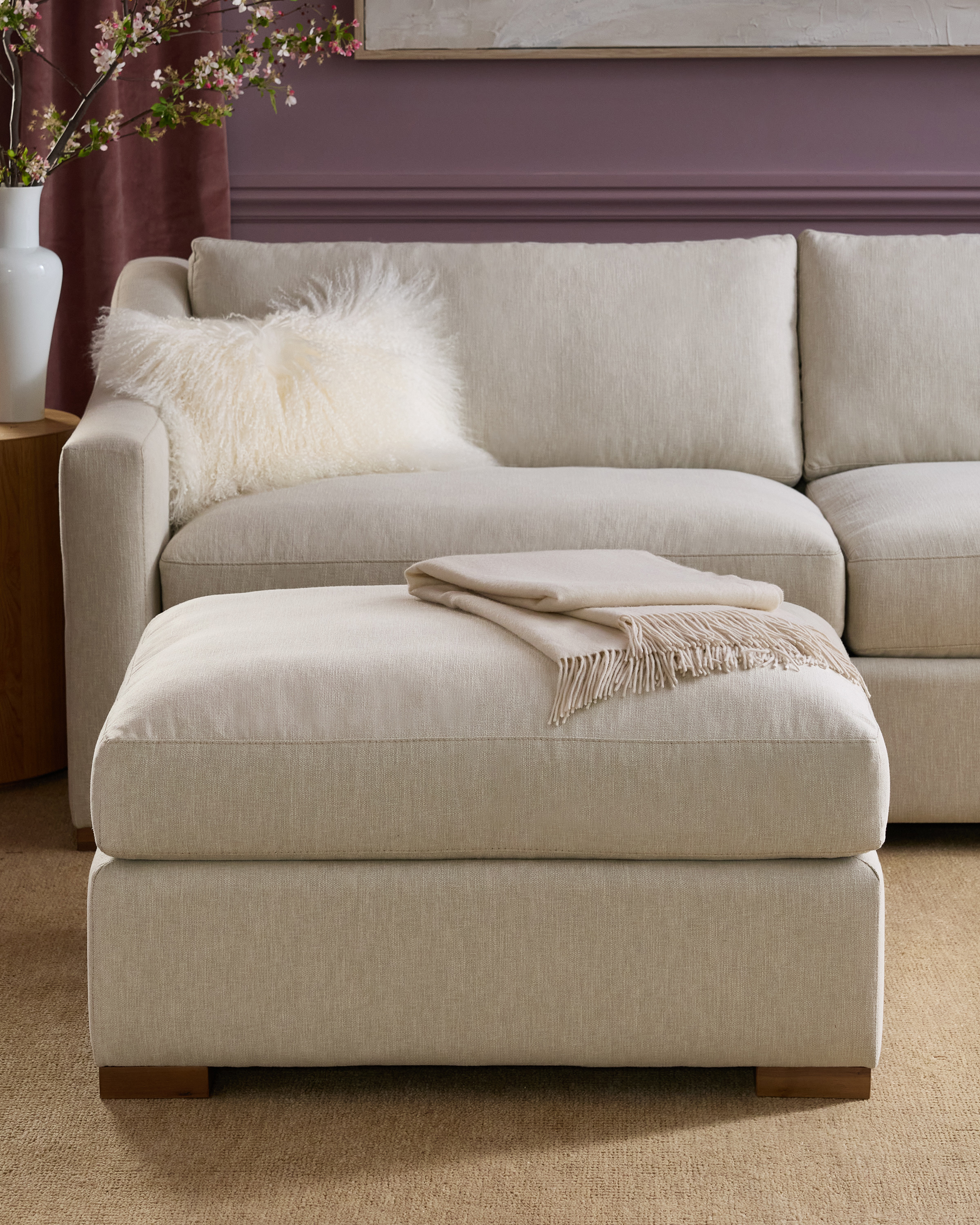 Hollis Slope Arm Ottoman in Performance Velvet - thumbnail 2