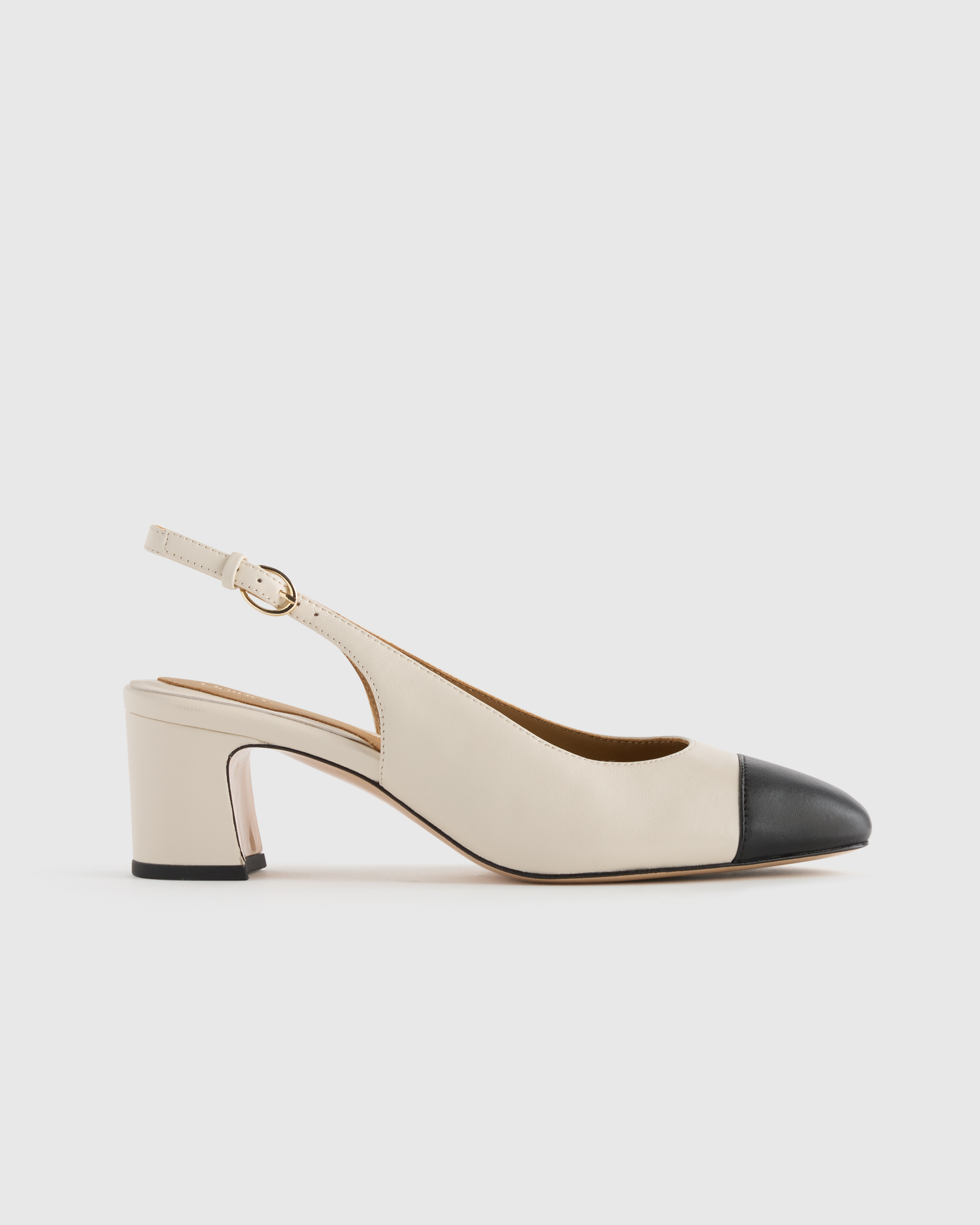 Italian Leather 65mm Cap Toe Slingback