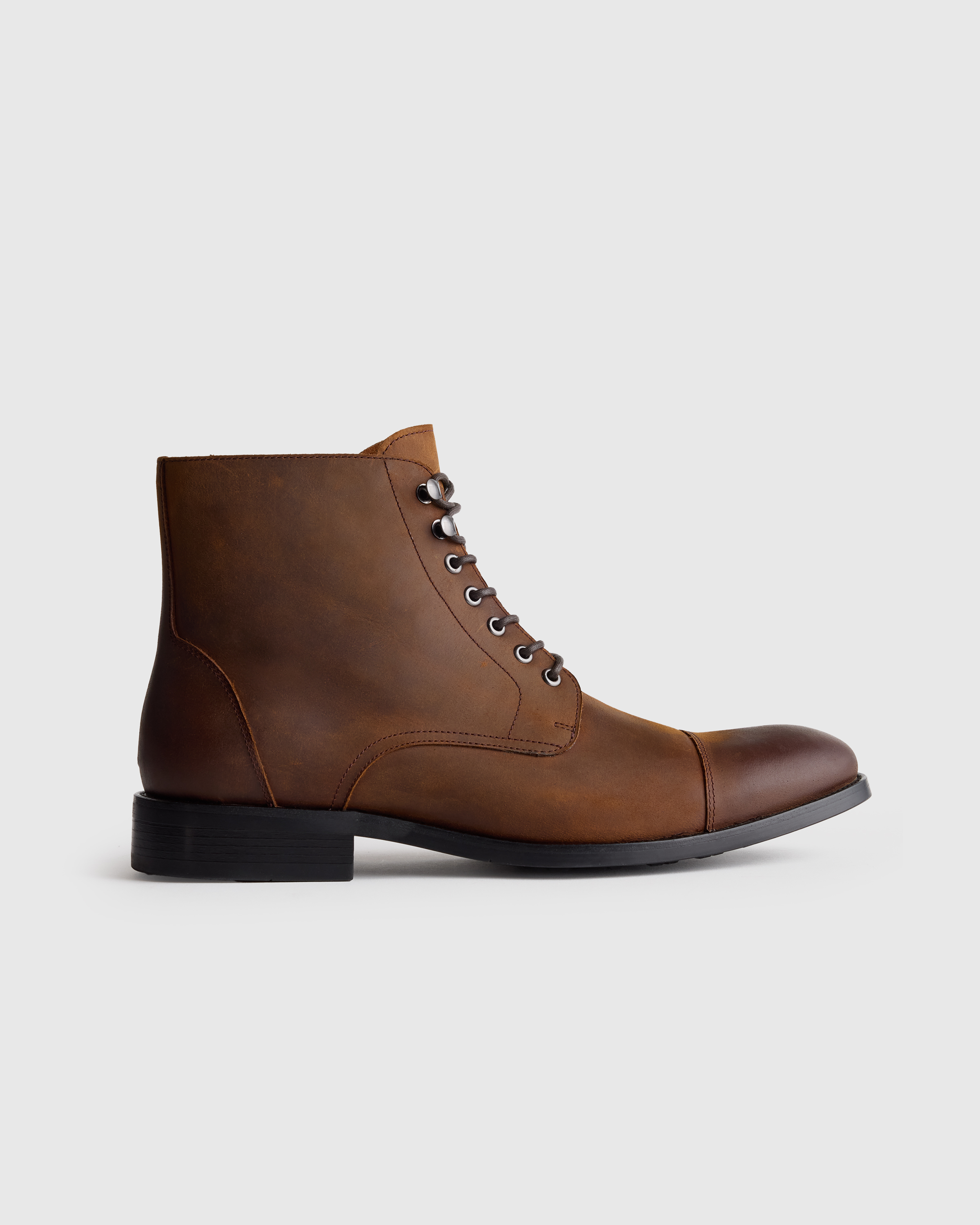 Crafted Leather Cap Toe Lace Up Boot