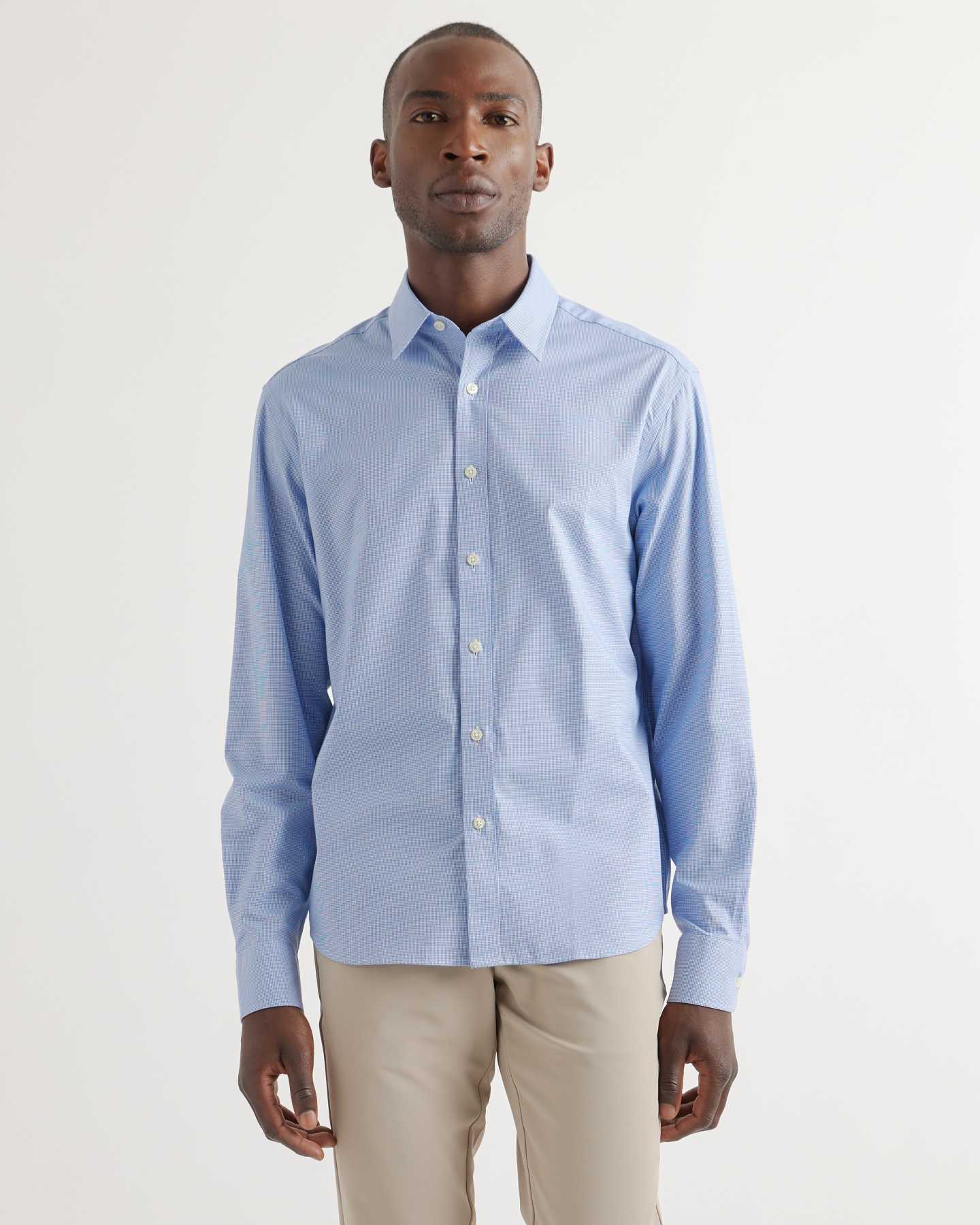 The Untucked Dress Shirt - Admiral Blue Pin Pattern