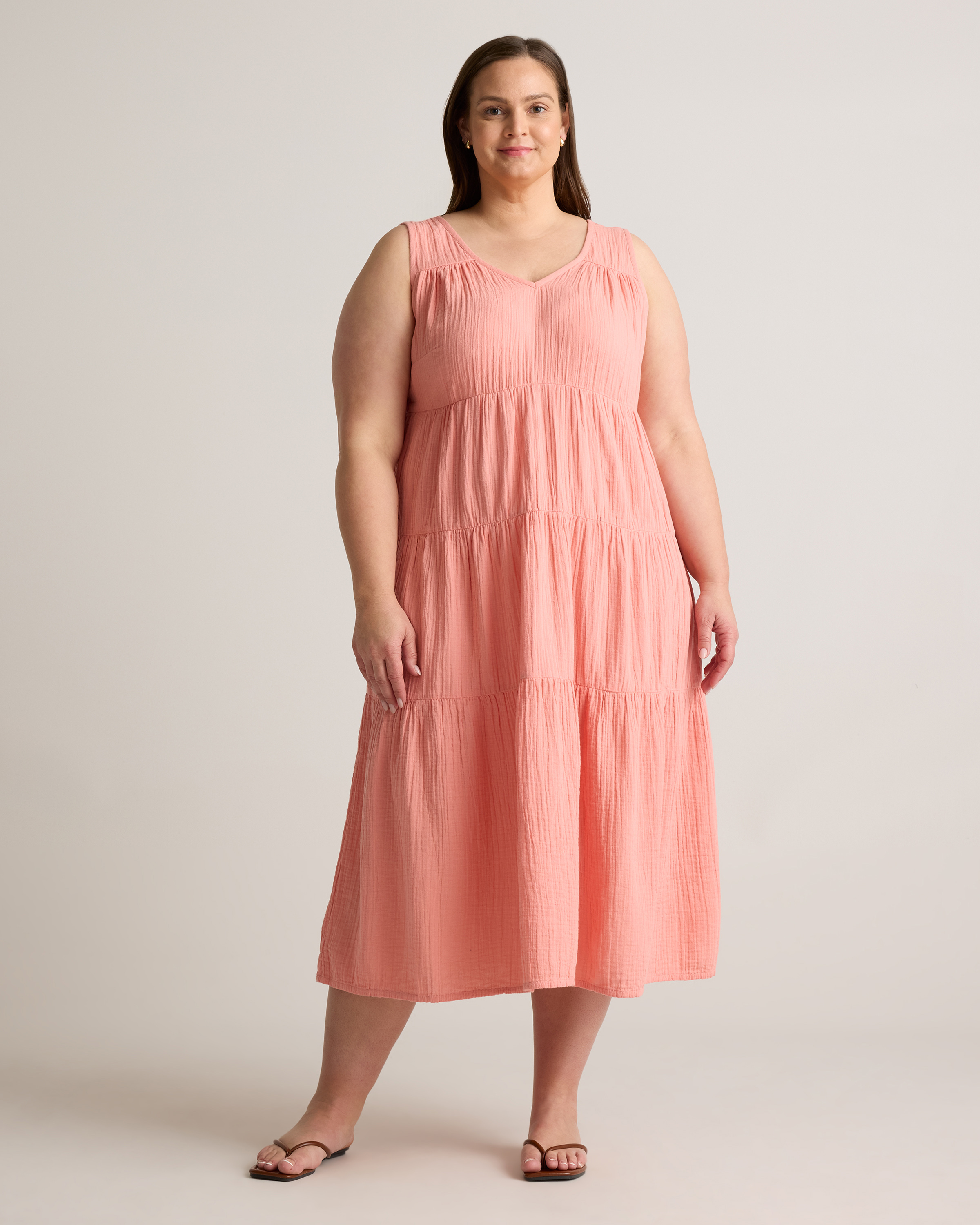 chinese dress ladies Tangerine Layered Gauze Dress  Plus Size