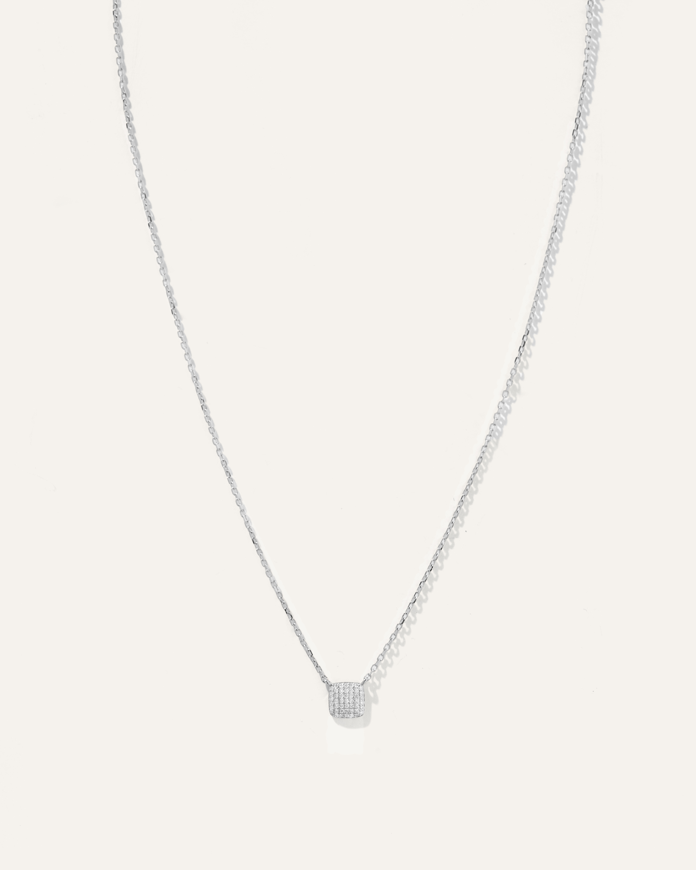 Quince Women's 14k Diamond Pave Cushion Carine Necklace In White