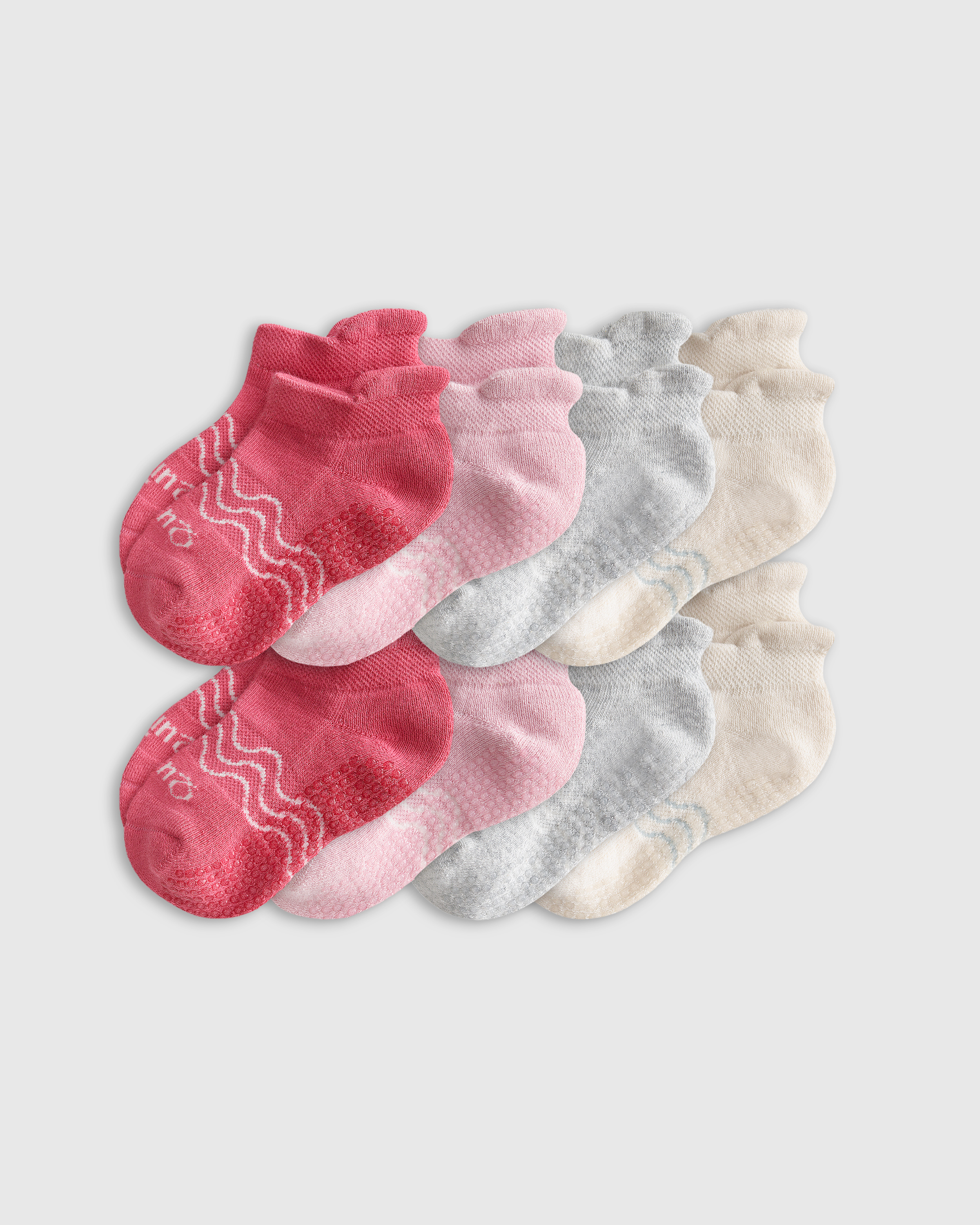 Shop Quince Organic Gripper Ankle Socks 8-pack Toddler Girl In Light Pink/dark Pink/white
