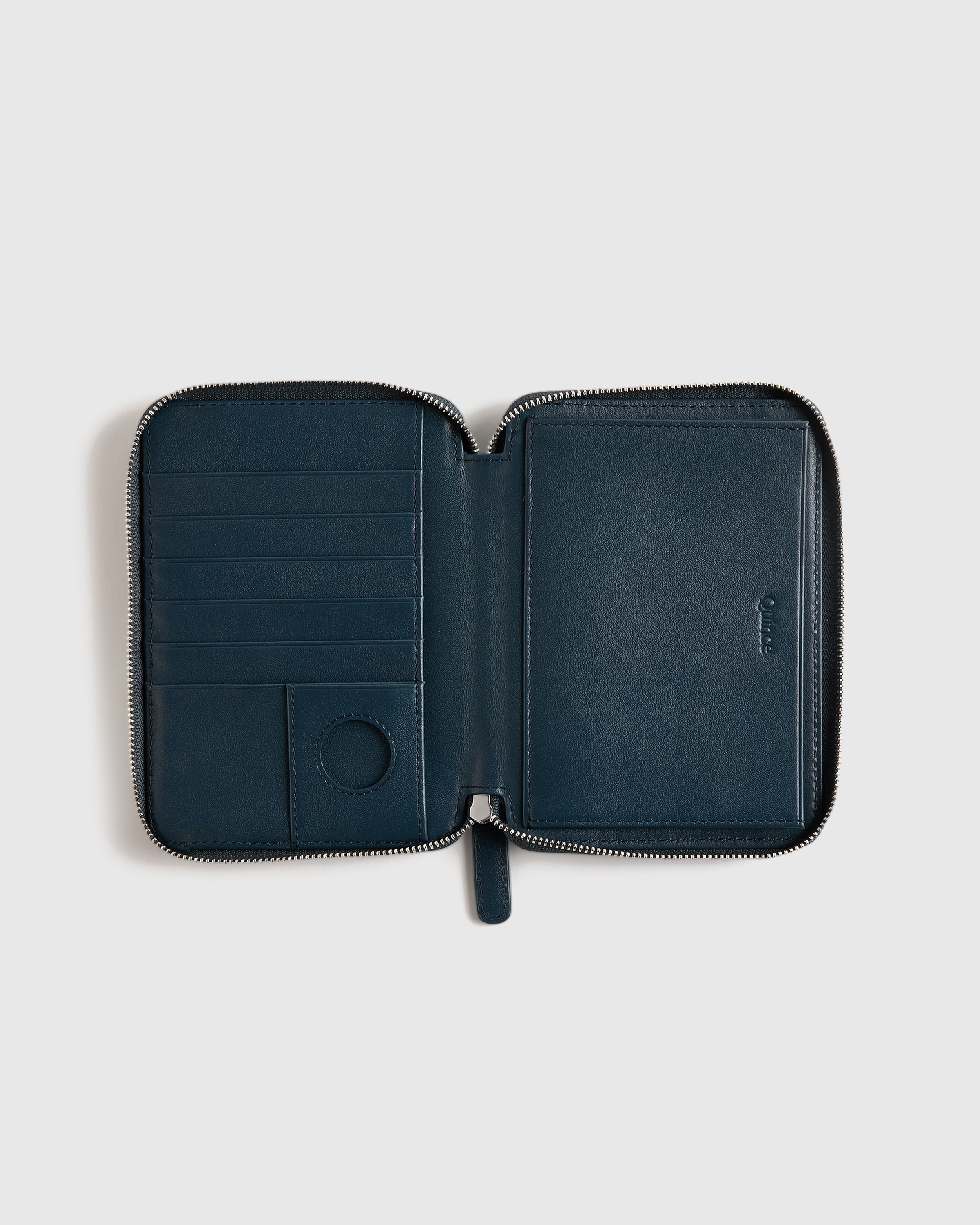 Nappa Leather RFID Zip Travel Wallet in Dark Green