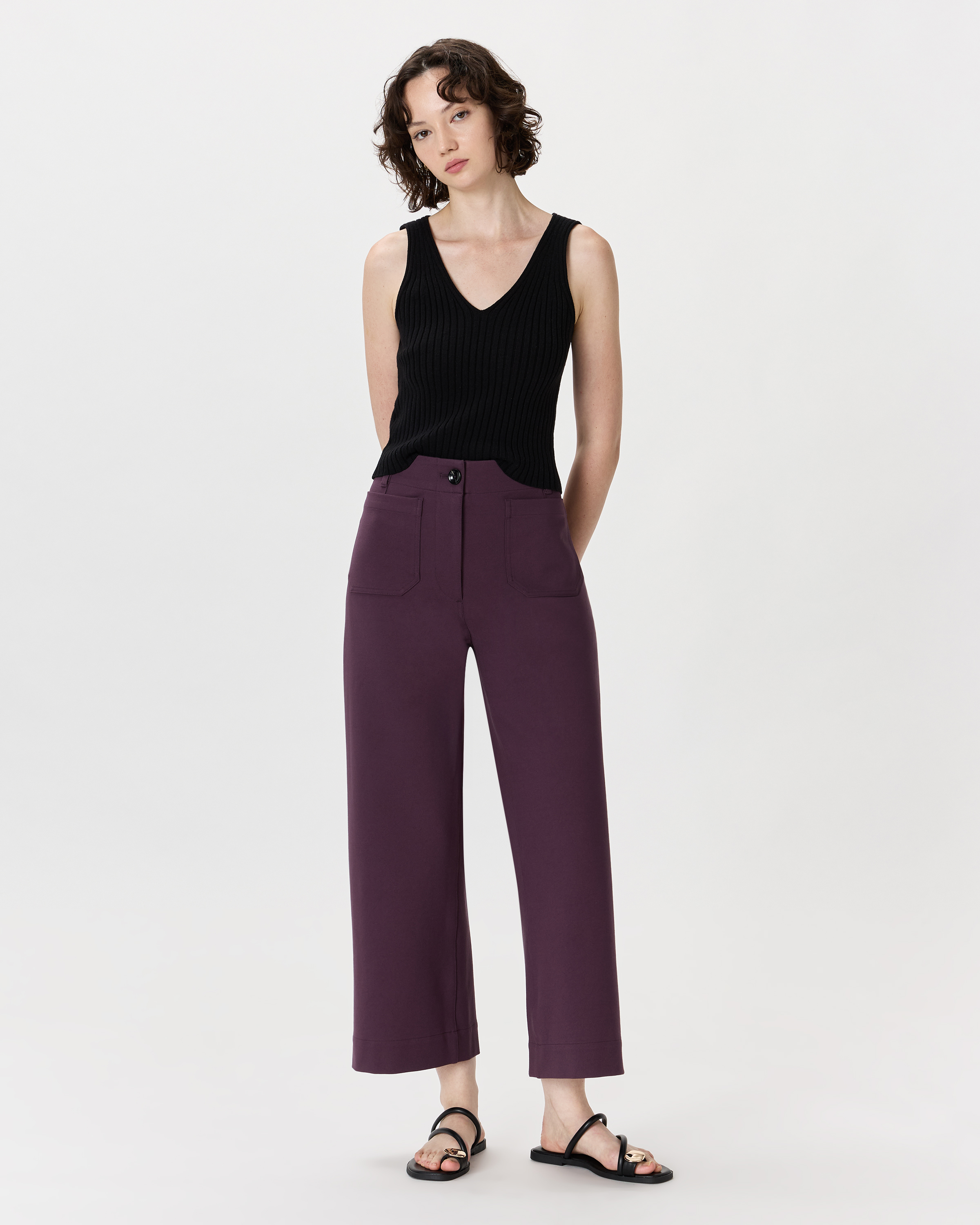 Women's Ultra-Stretch Ponte Cropped Wide Leg Pants - thumbnail 7
