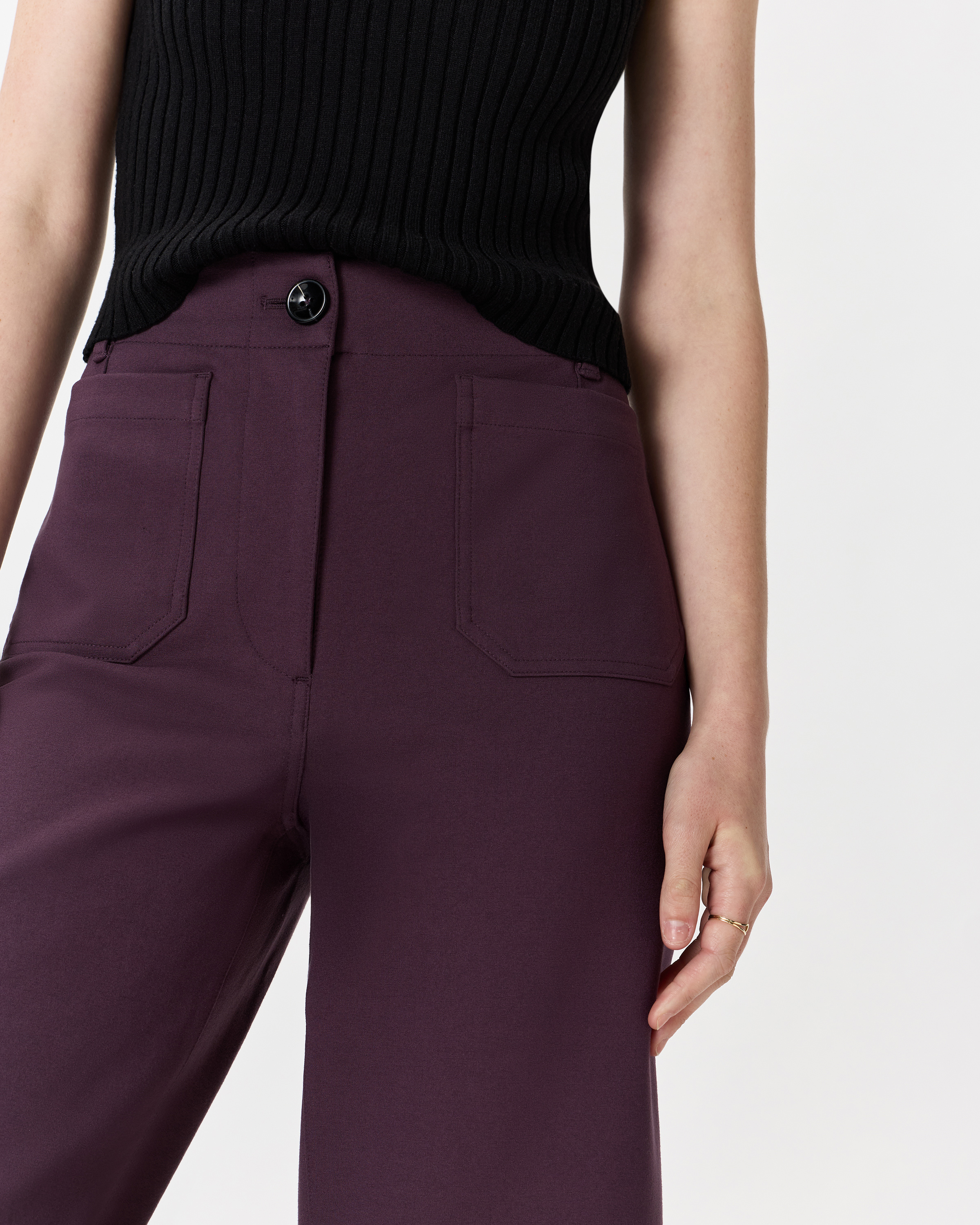 Women's Ultra-Stretch Ponte Cropped Wide Leg Pants - thumbnail 9