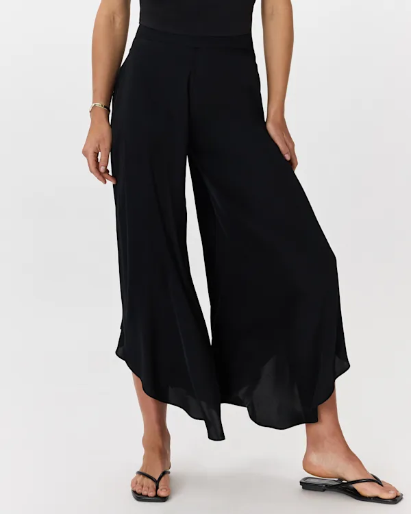 Washable Stretch Silk Palazzo Pants