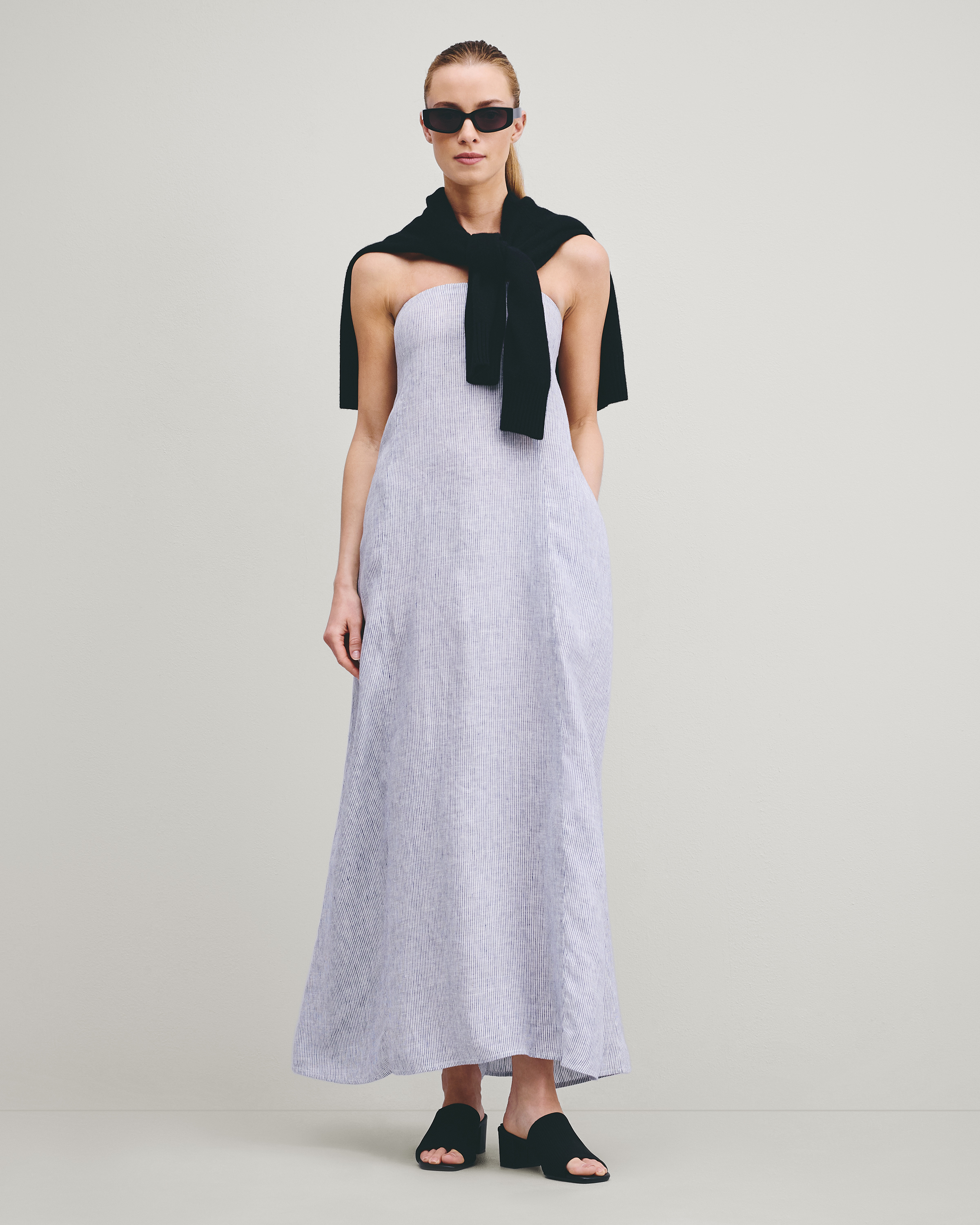 100% European Linen Strapless Maxi Dress