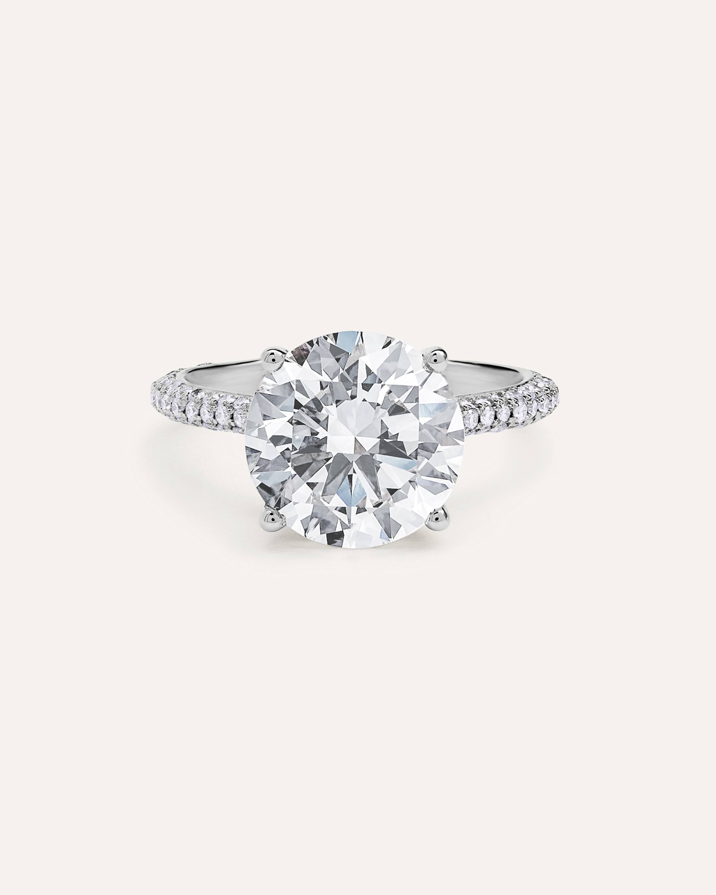 Lab Grown Diamond Round Pave Cathedral Engagement Ring - 5ct