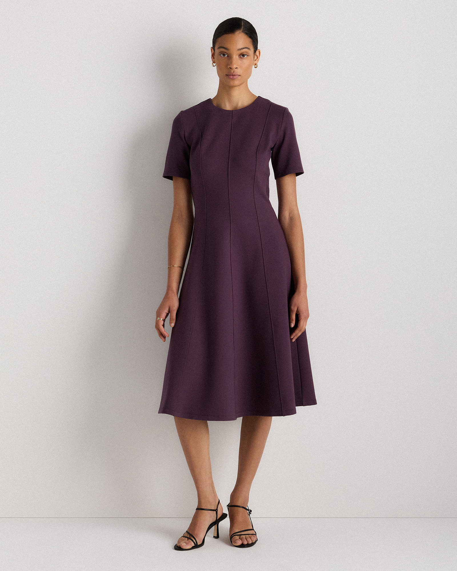 Ultra-Stretch Ponte Short Sleeve Midi Dress