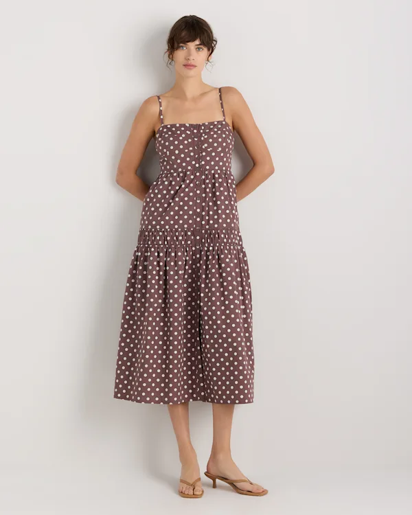 100% Organic Cotton Poplin Spaghetti Strap Maxi Dress