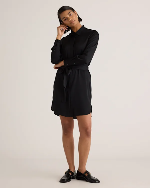Washable Stretch Silk Shirt Dress
