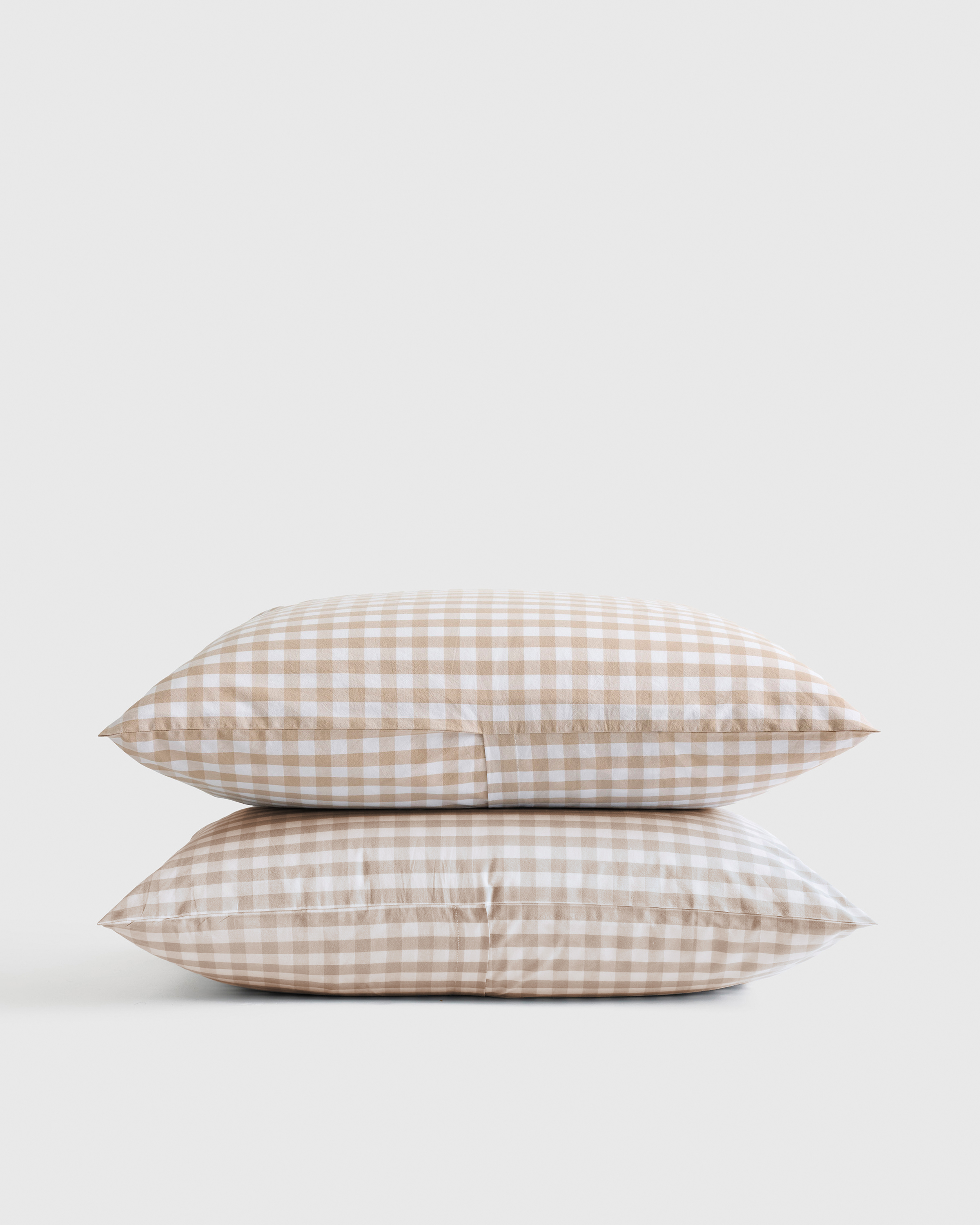 Quince Classic Organic Percale Gingham Sham Set In Brown