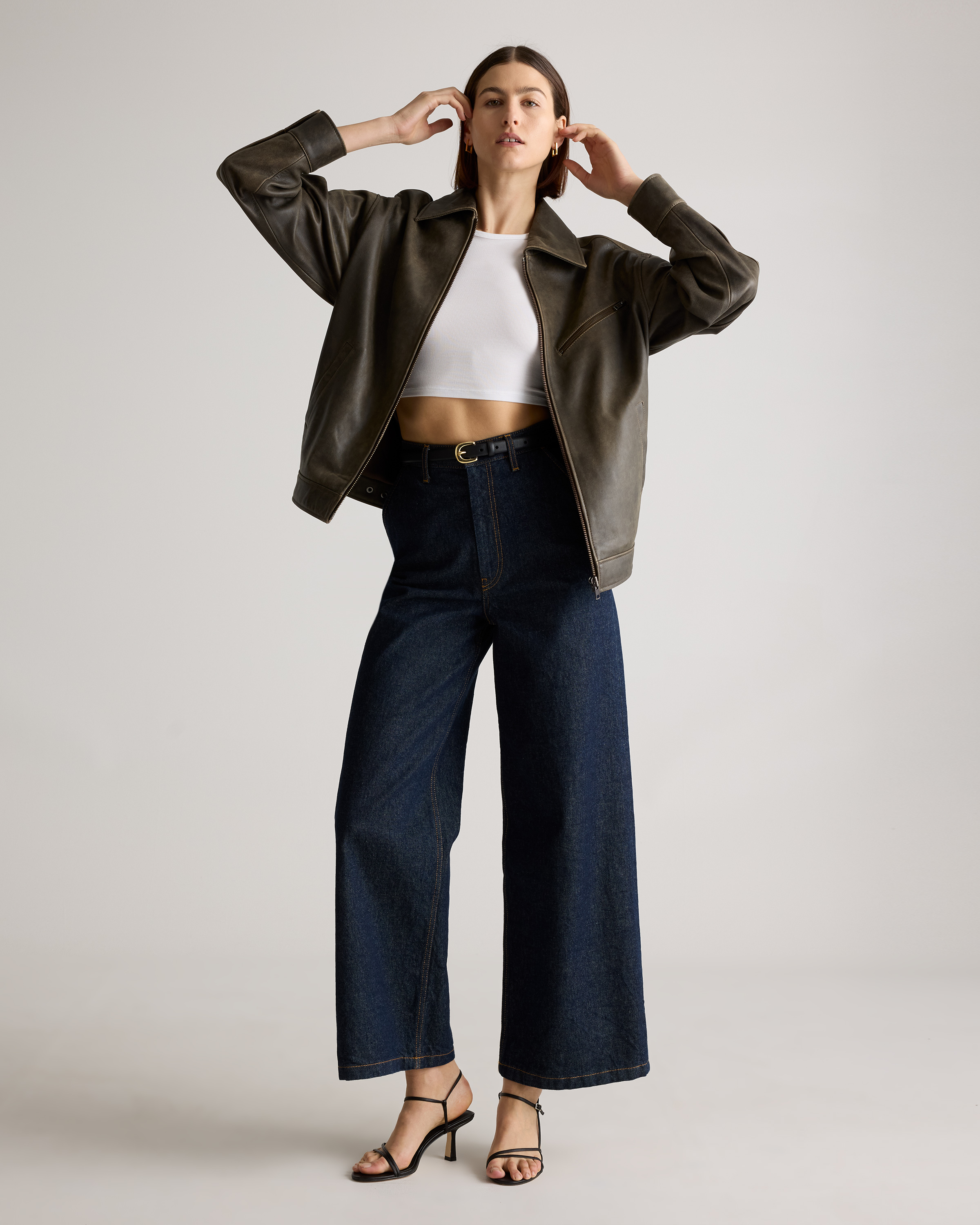 100% Leather Oversized Bomber Jacket - thumbnail 2