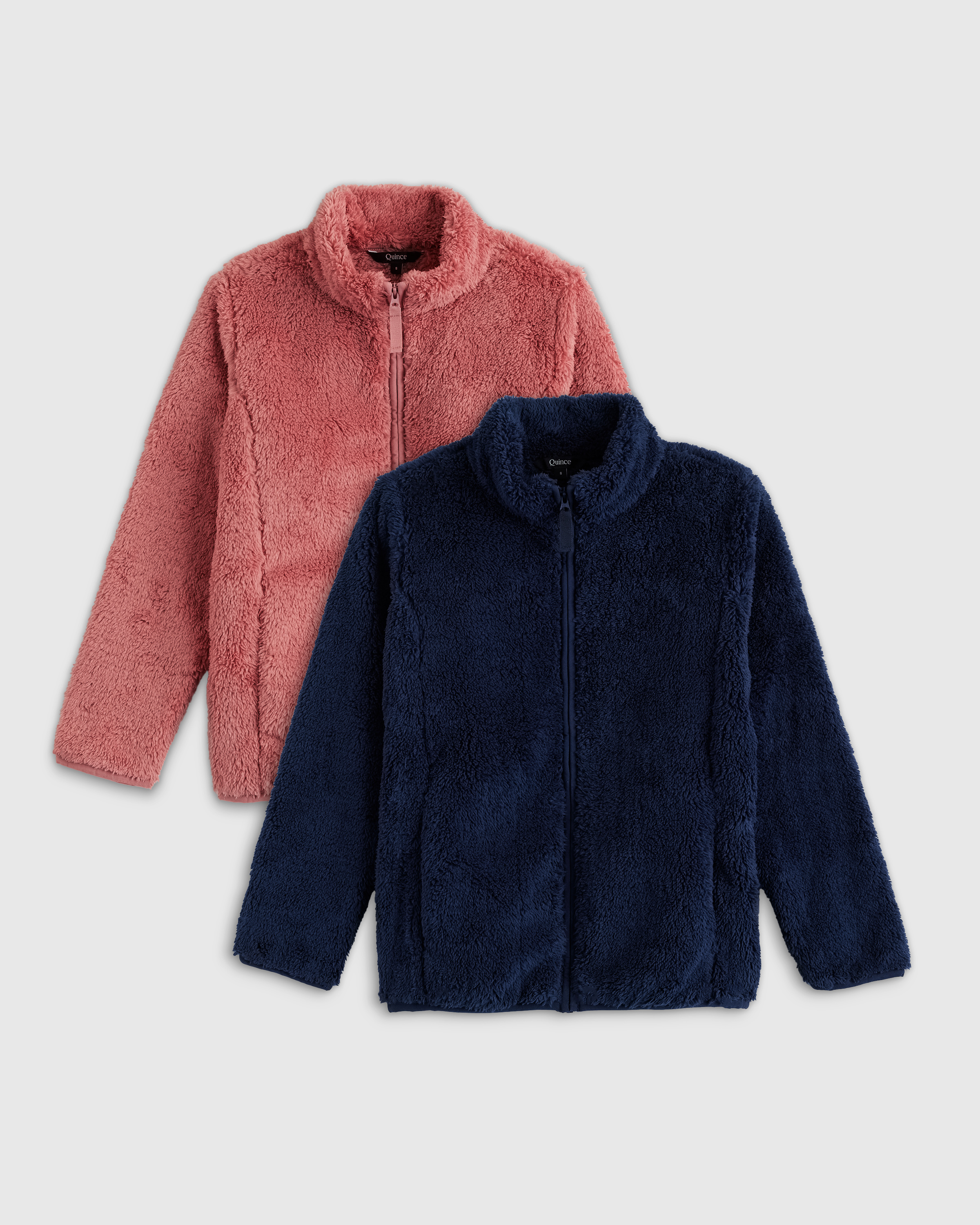 Shop Quince Recycled Sherpa Fleece Jacket 2-pack In Dusty Rose/navy