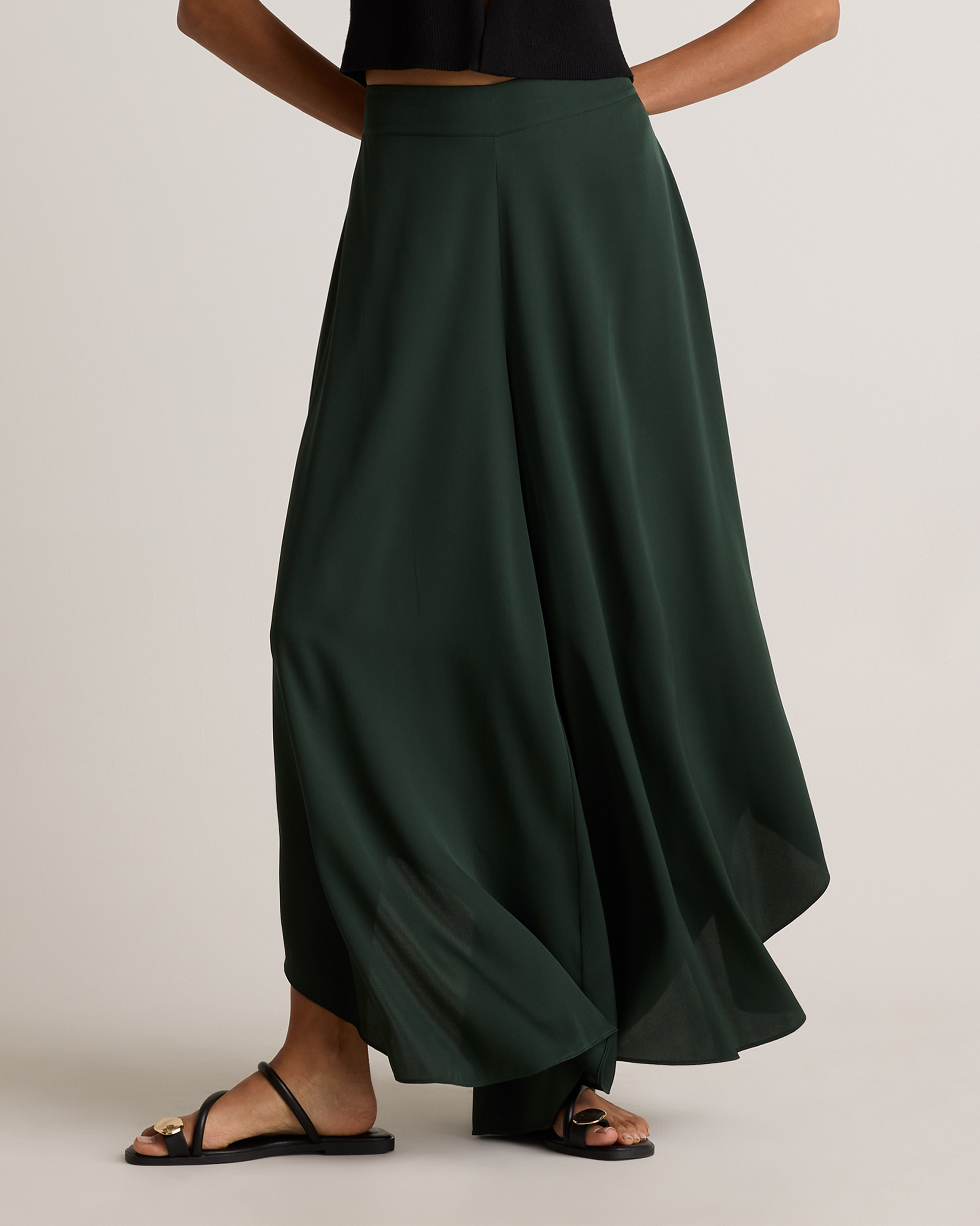 Washable Stretch Silk Palazzo Pants