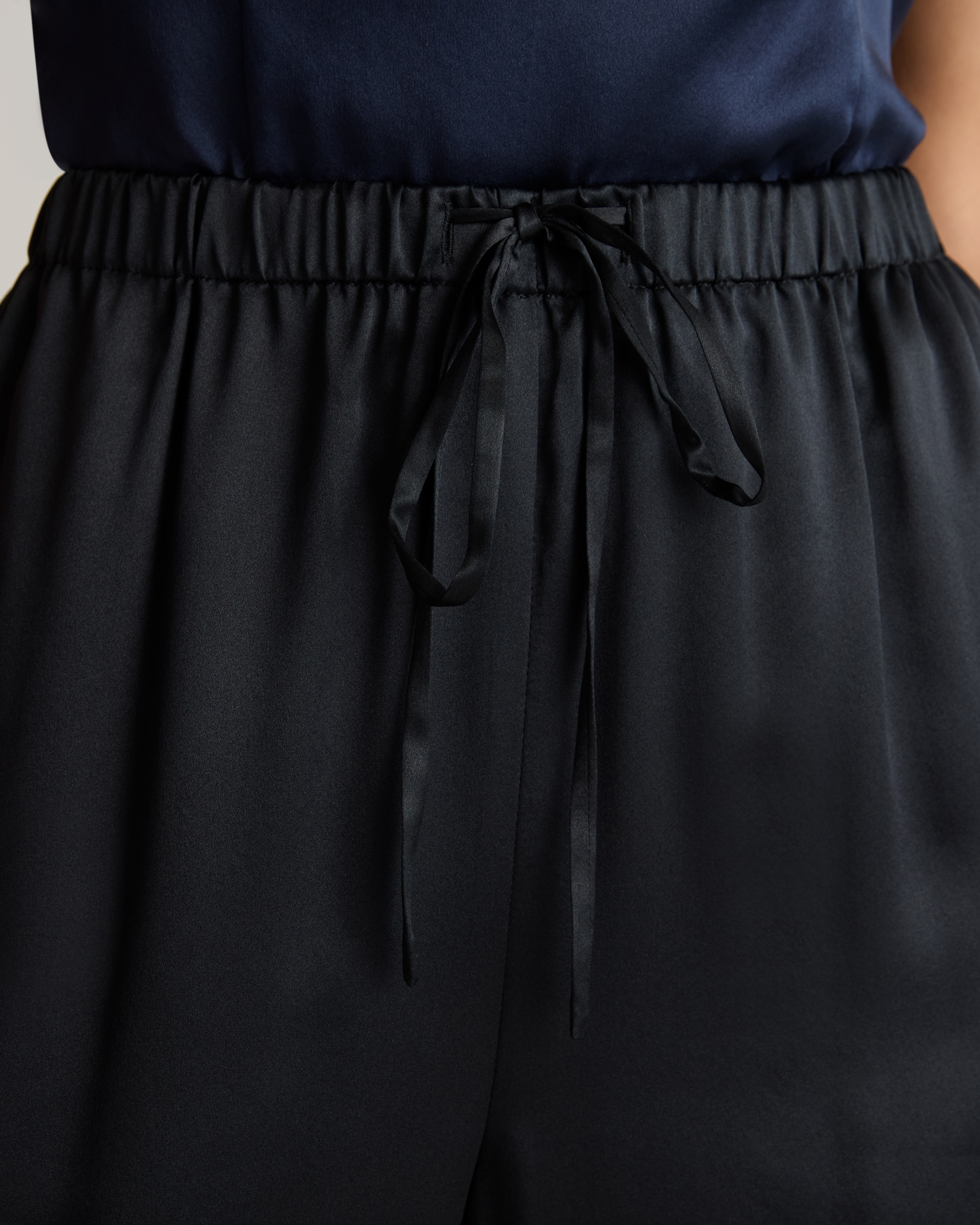 100% Washable Silk Drawstring Wide Leg Pants 3