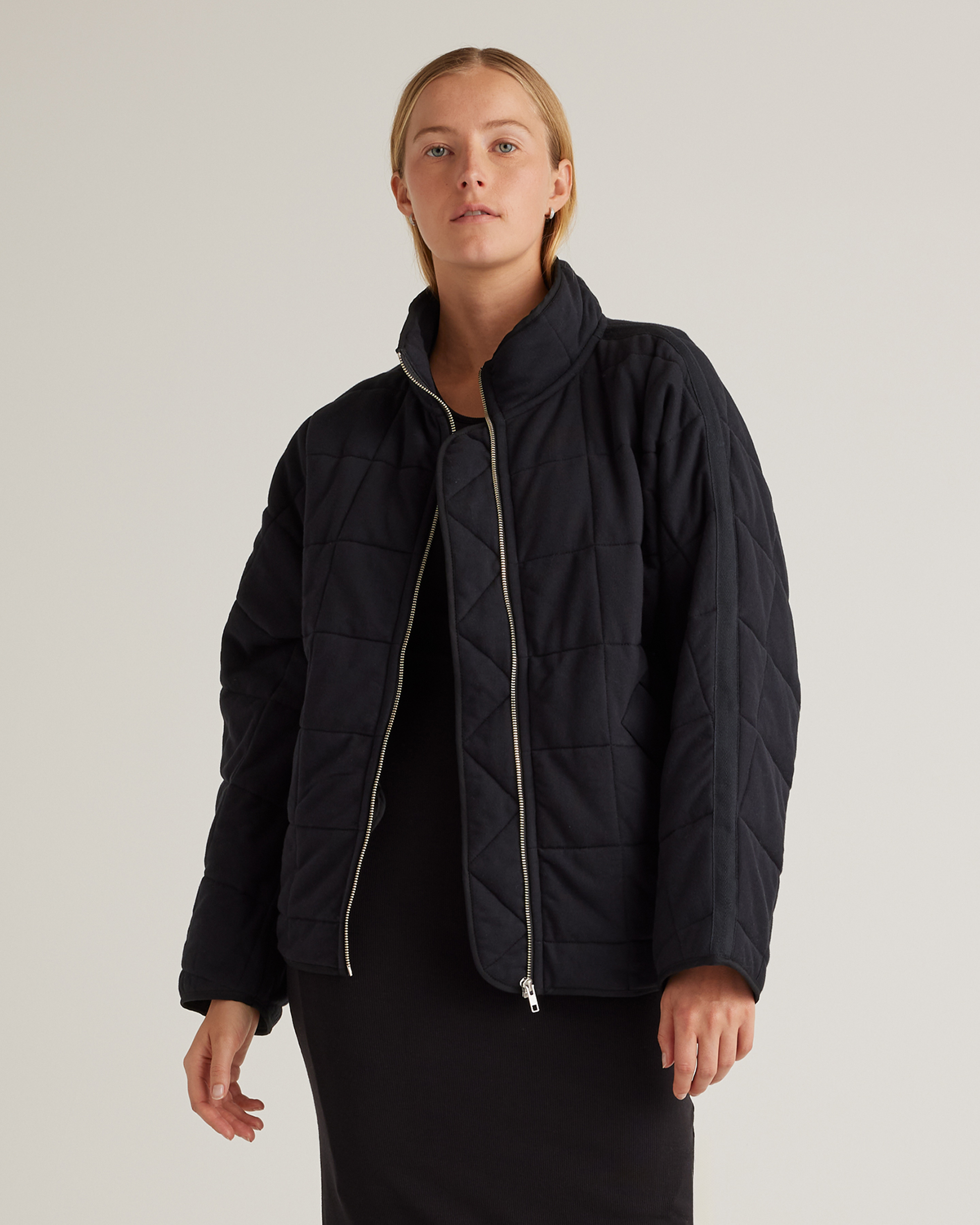 Quince Women's Quilted Knit Jacket In Black