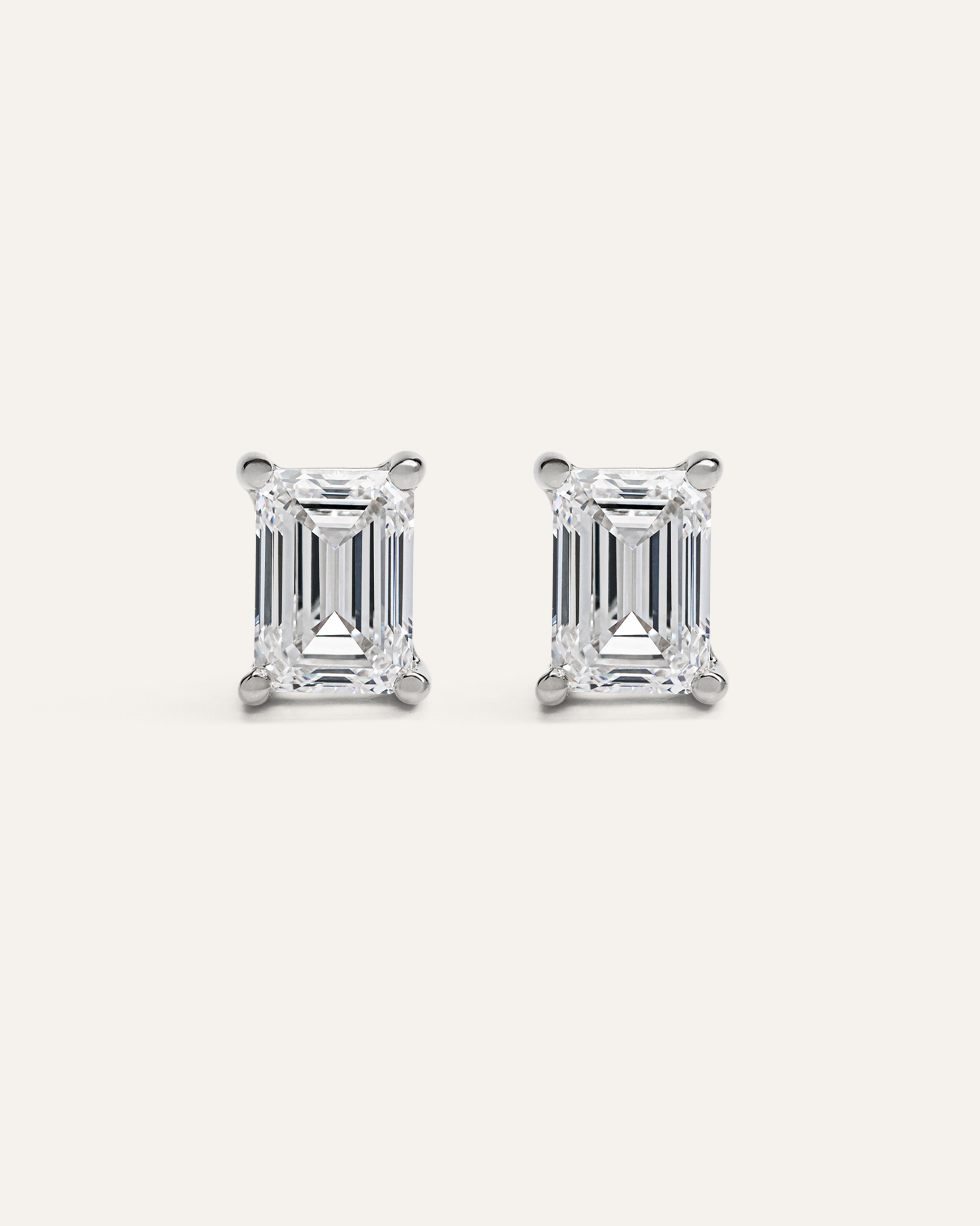 14K Gold Lab Grown Diamond Statement Emerald Studs - 6ctw