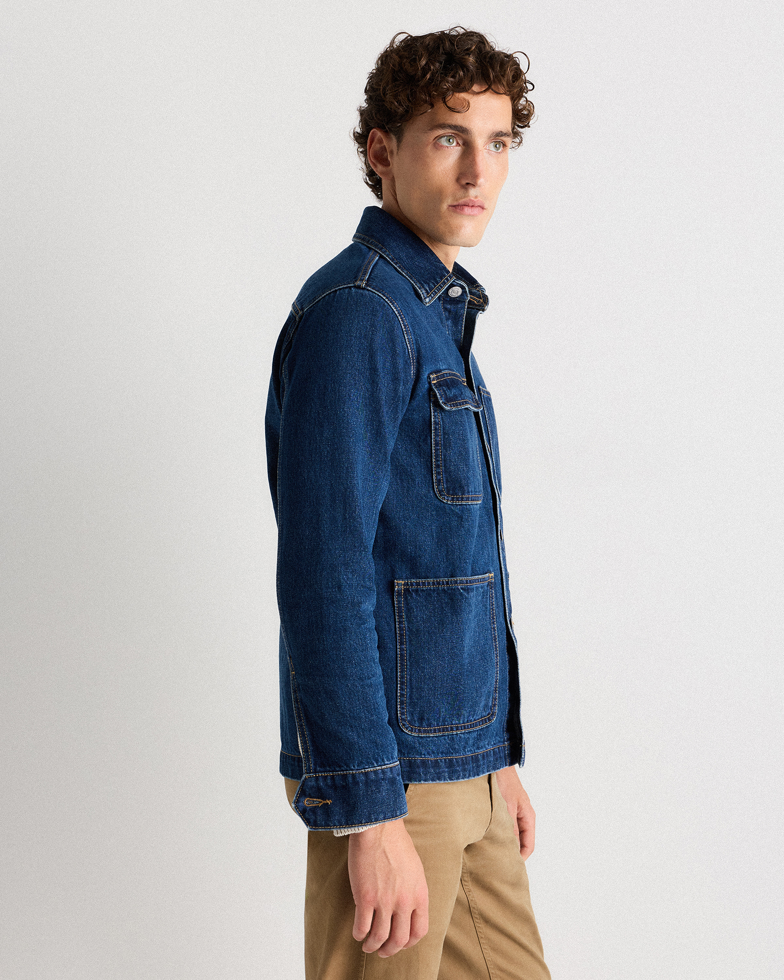 100% Organic Cotton Denim Chore Jacket in Indigo Blue