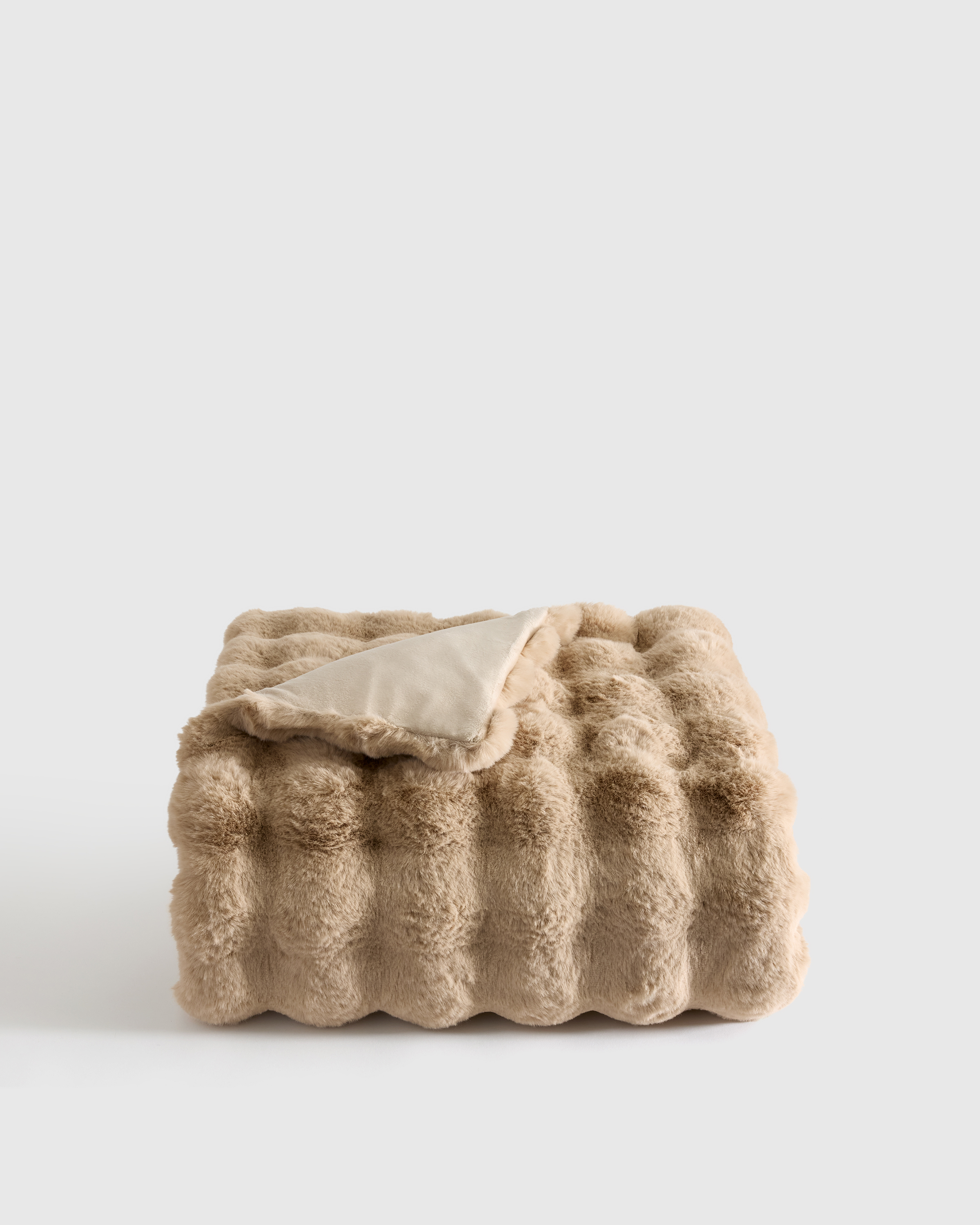 Ruched Faux Fur Throw in Mink